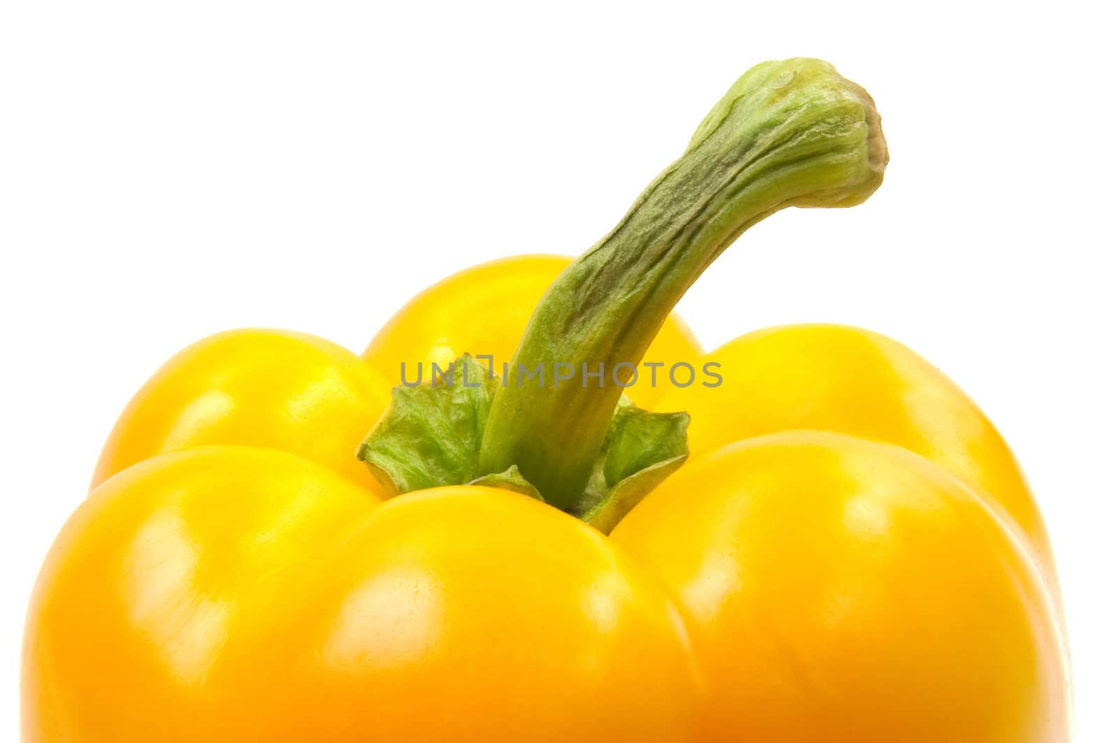 Fresh high resolution photo of an isolated yellow pepper.