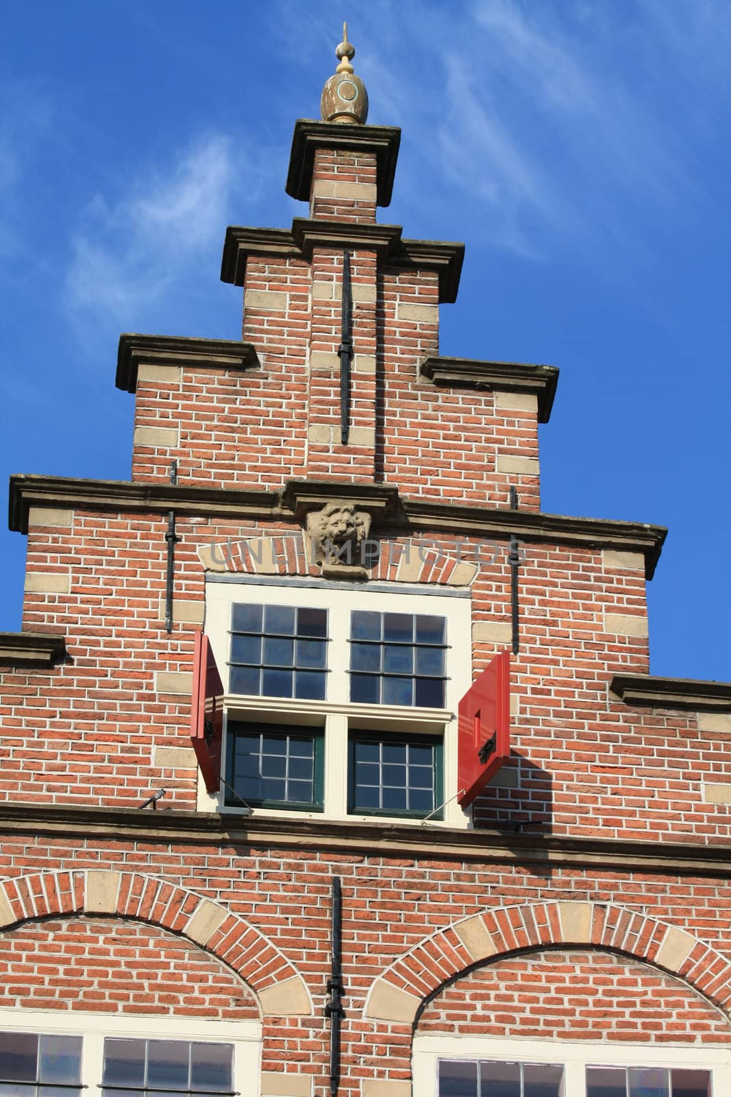 A crow stepped gable facade in Haarlem, the Netherlands