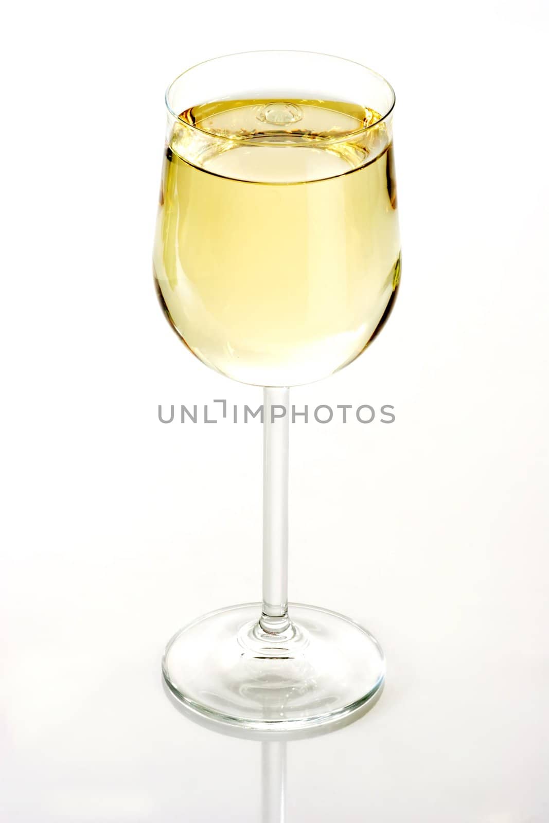 Glass of white wine - isolated on white background