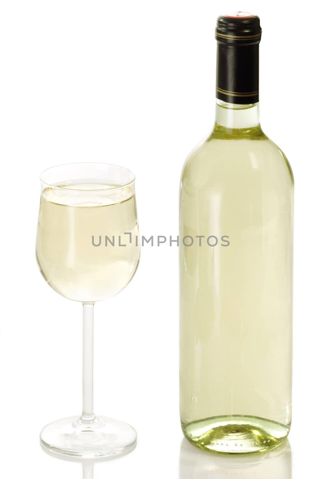 Wine bottle and glass by Teamarbeit