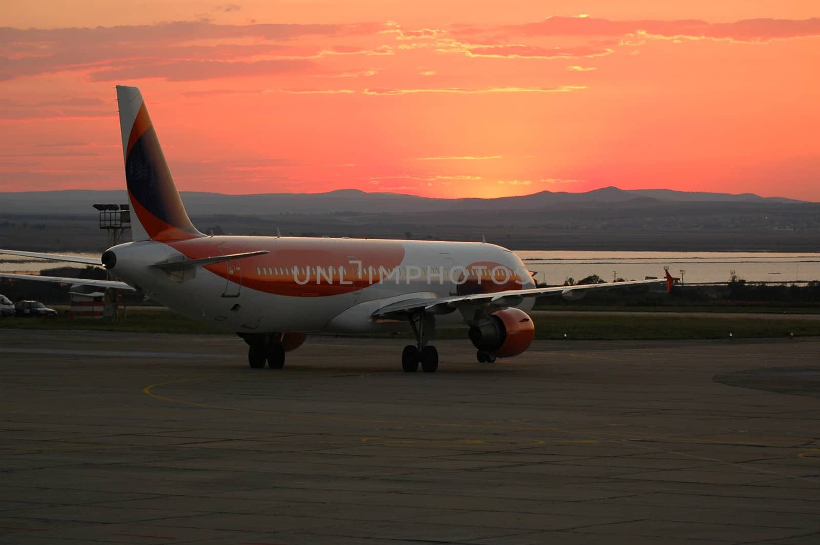 Plane and sunset