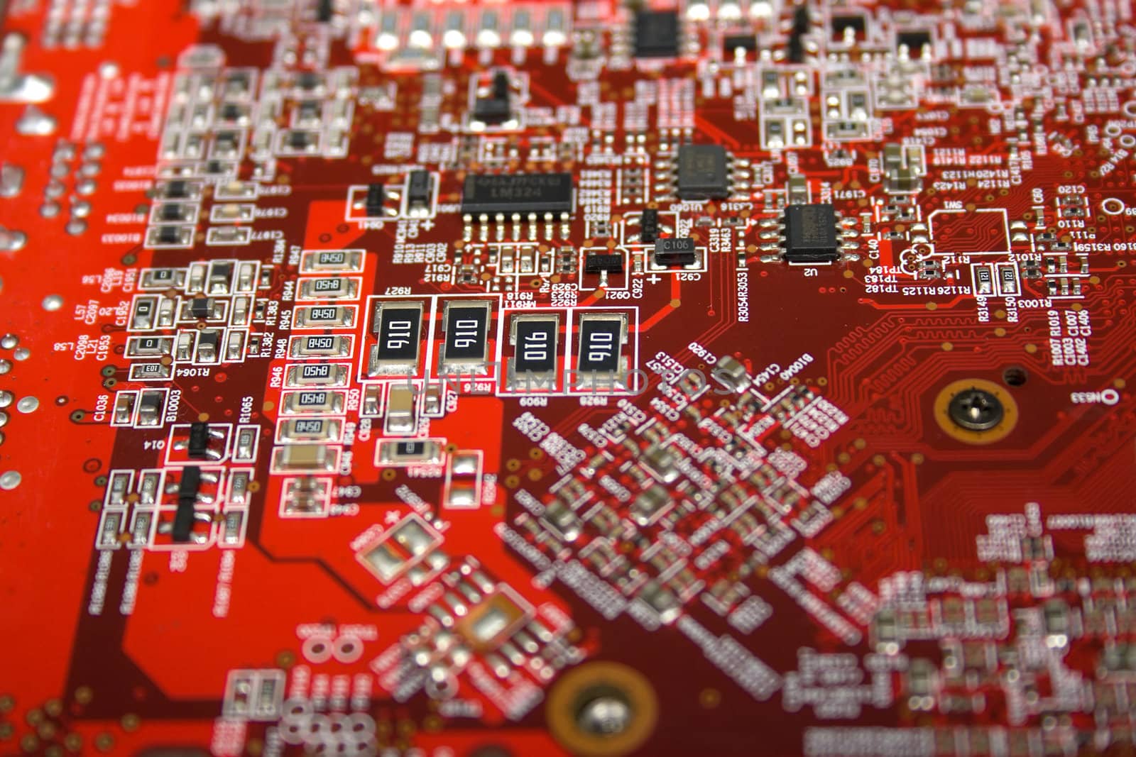 Computer board. A background, macro. Shallow DOF