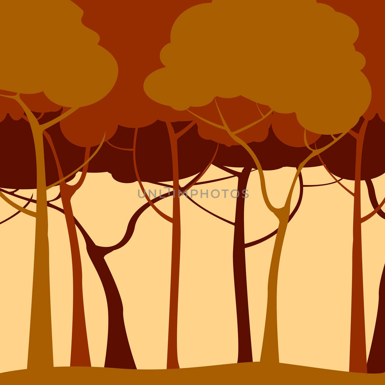 Creative backround with trees in sepia 