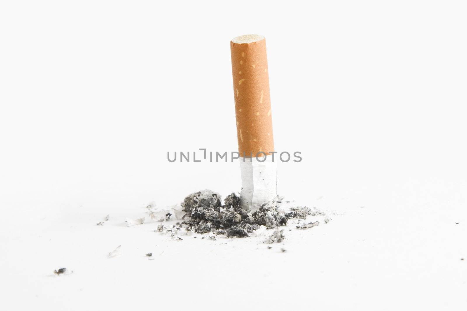 Quit smoking - cigarette butt, smoking concept, over white