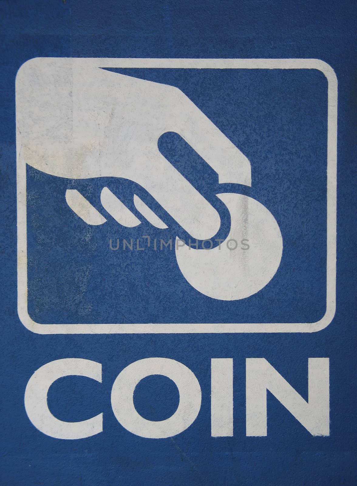 blue coin sign by mmm