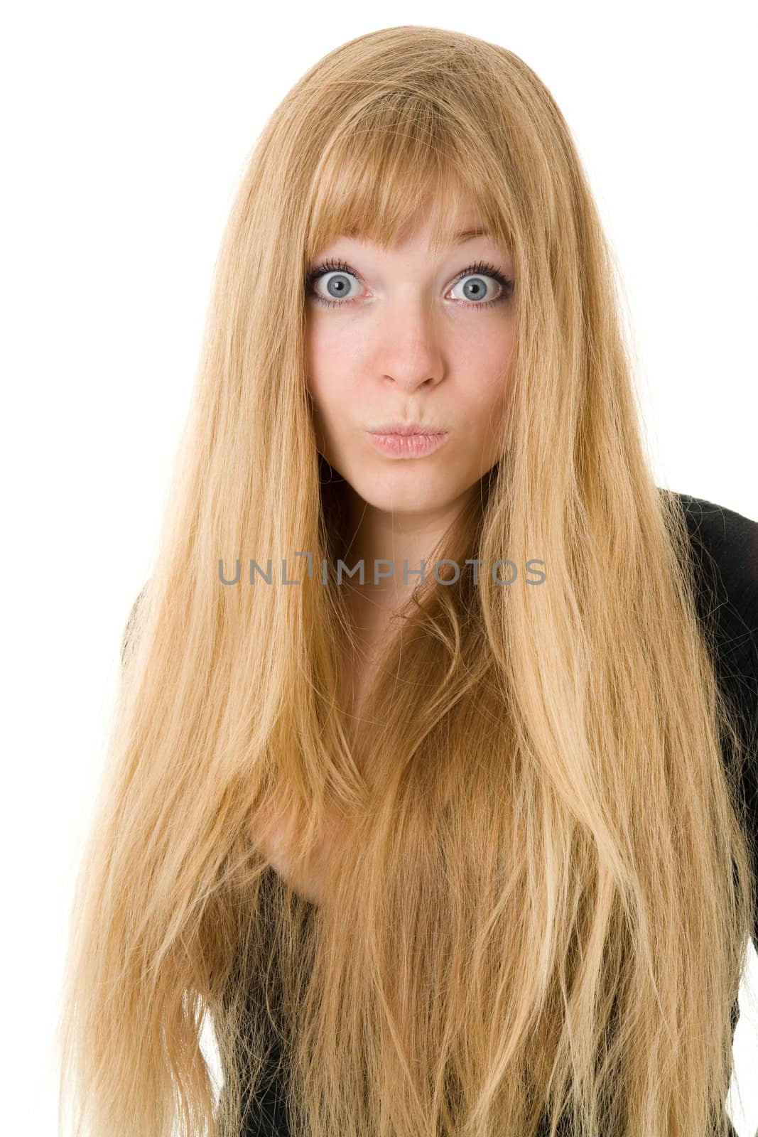 surprised young woman isolated on white background