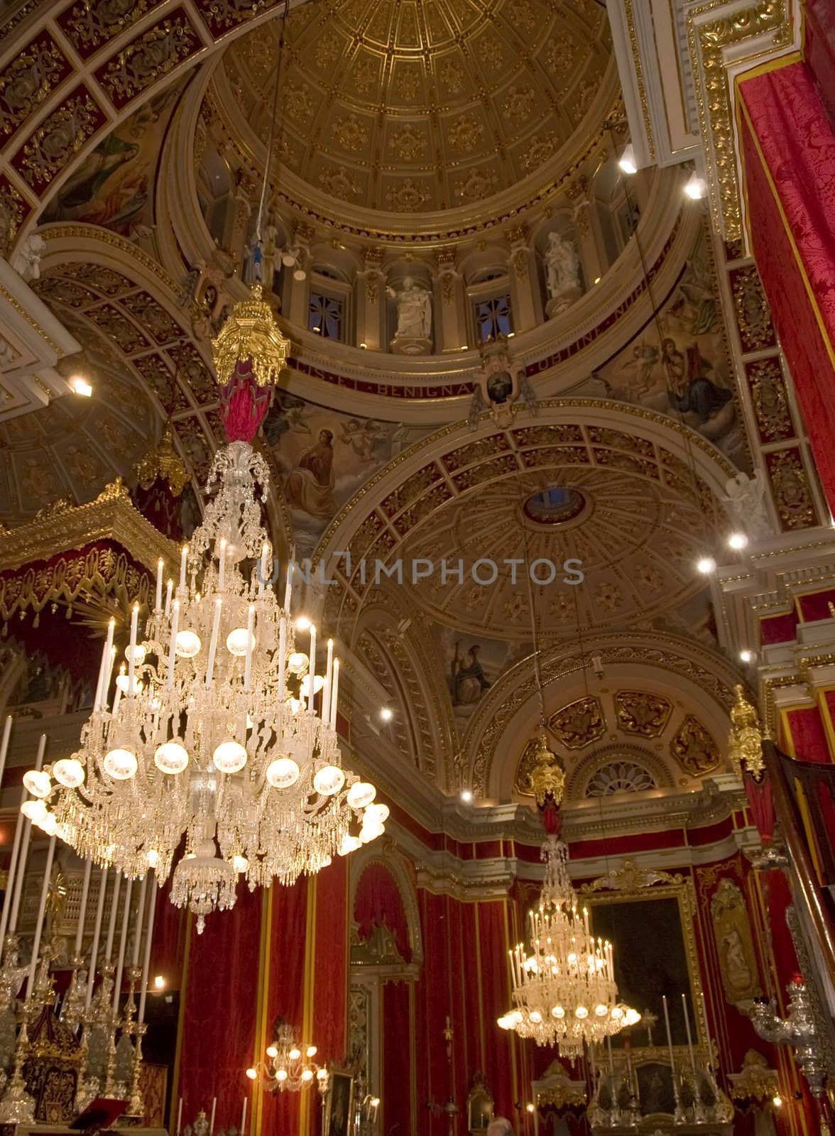 Typical inner architecture of a baroque church in Malta