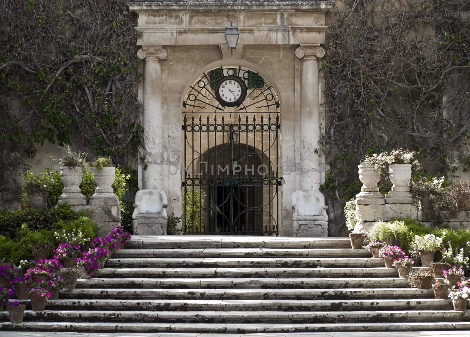 Doorway to San Anton public gardens at the Presidential Palace in Malta