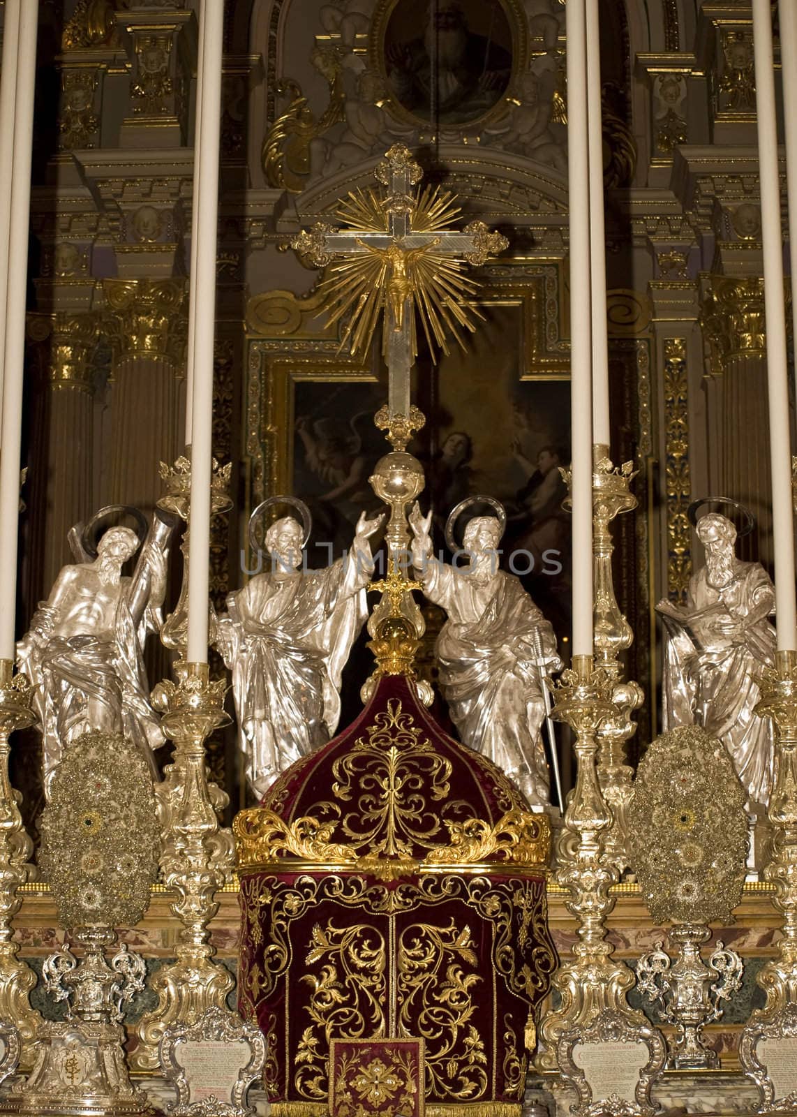 Altar in Malta adorned in gold and silver