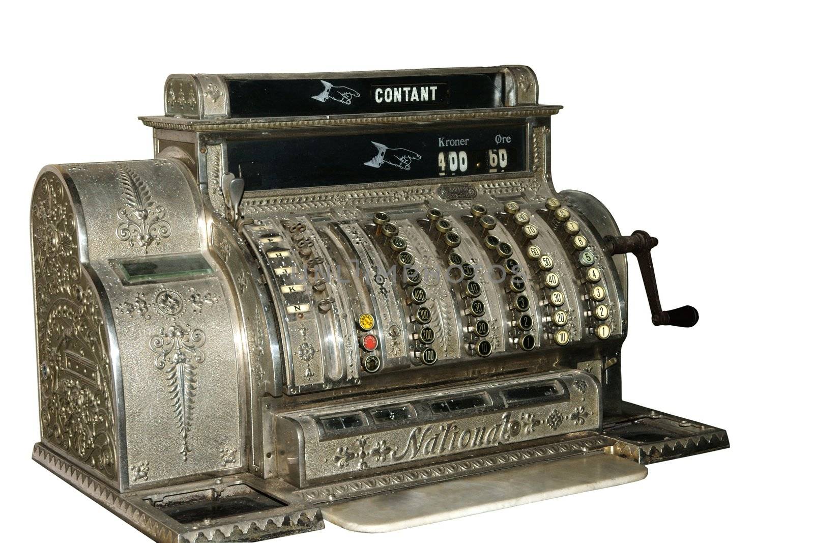 Vintage Cash Register isolated on white background