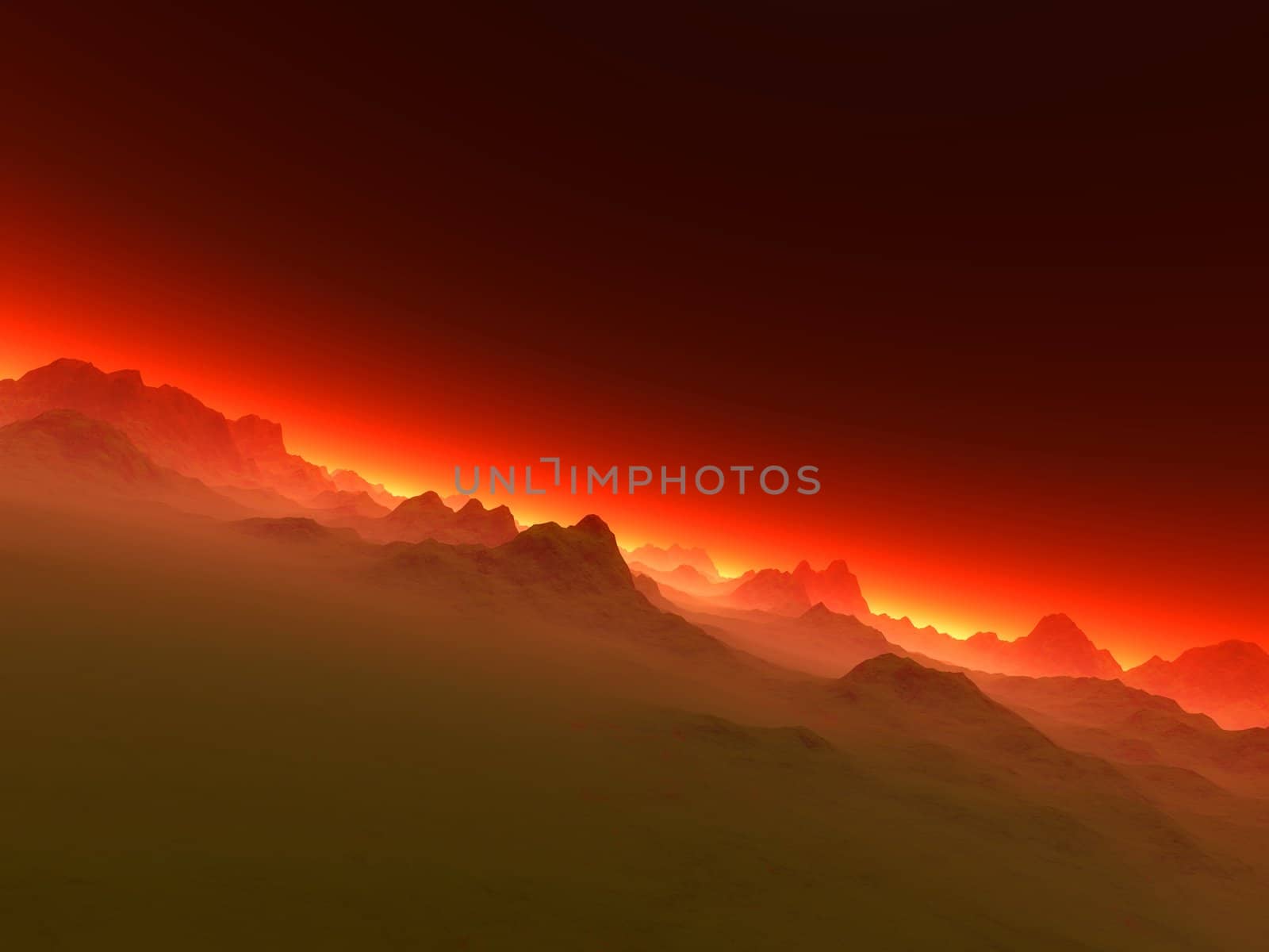 3d rendered Illustration. A creepy landscape / Horizon
