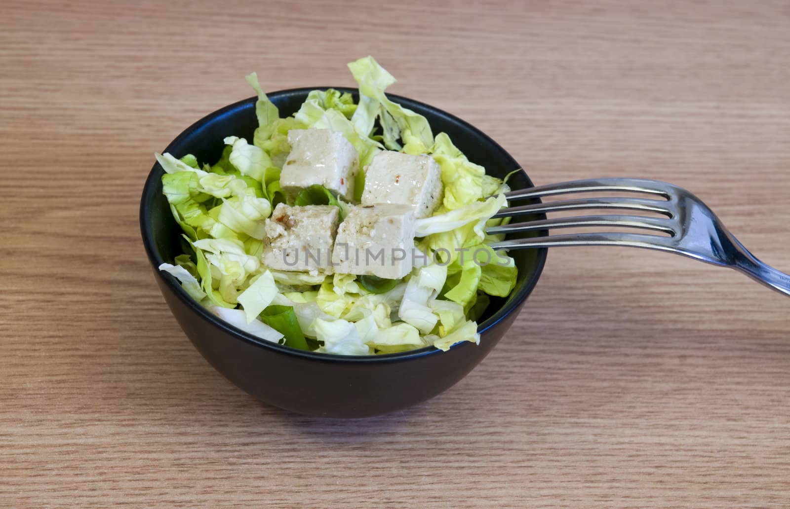 light salad with tofu cheese