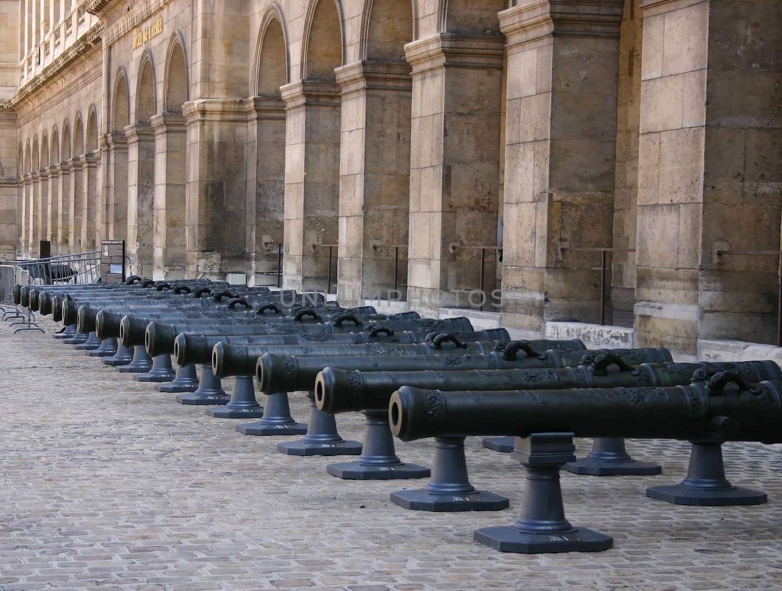  cannons on courtyard in les invalides  by artush