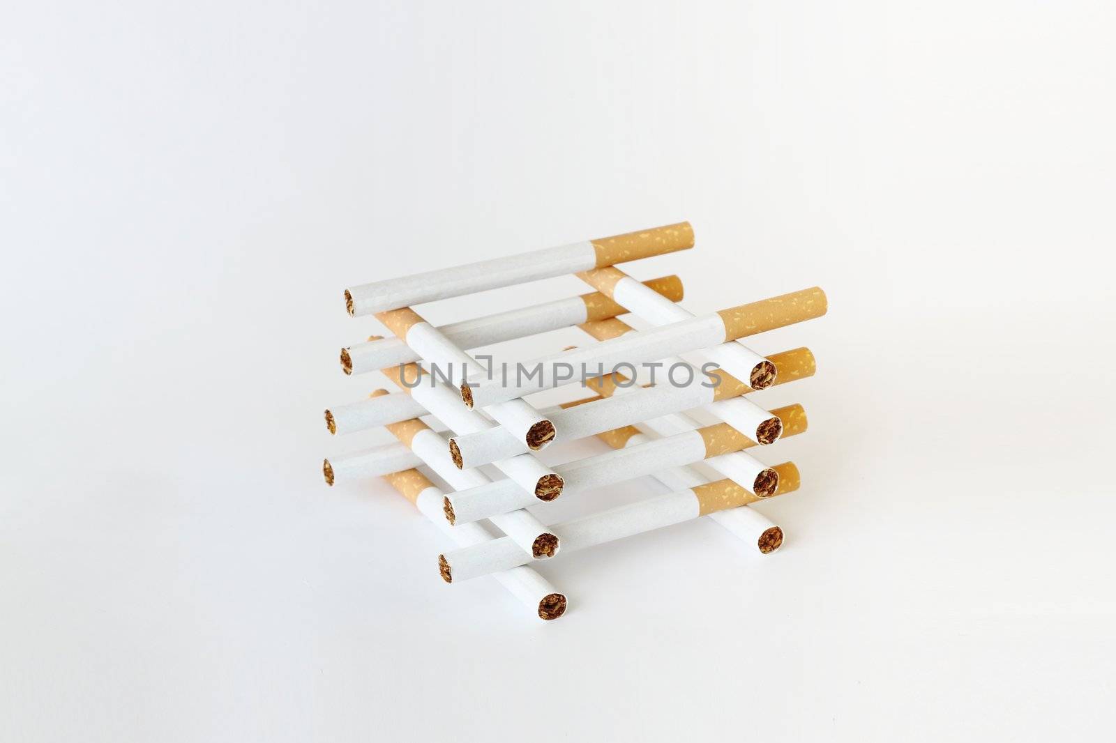 composition of cigarettes on white background  by artush