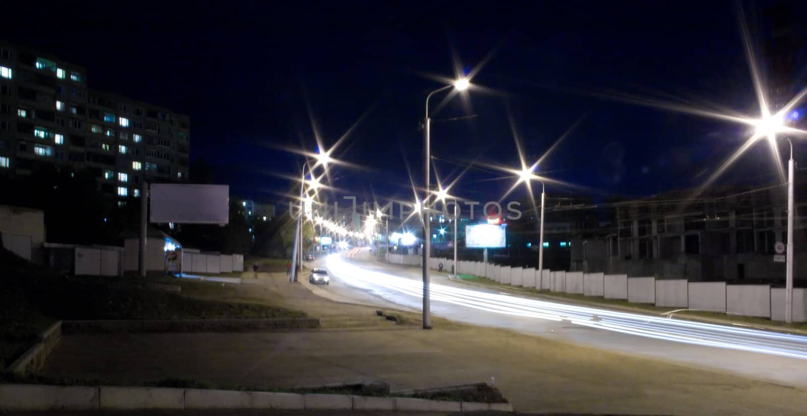 Street of a small city at night