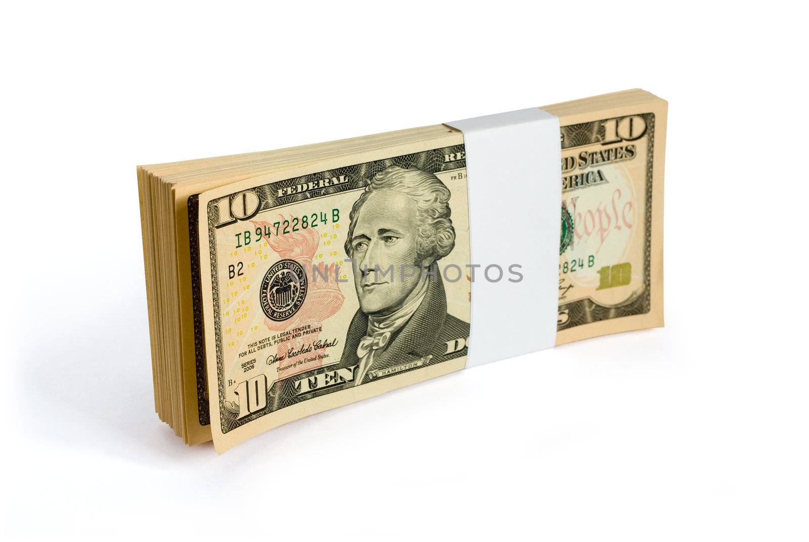 Wad of 10 dollar bank notes by ints