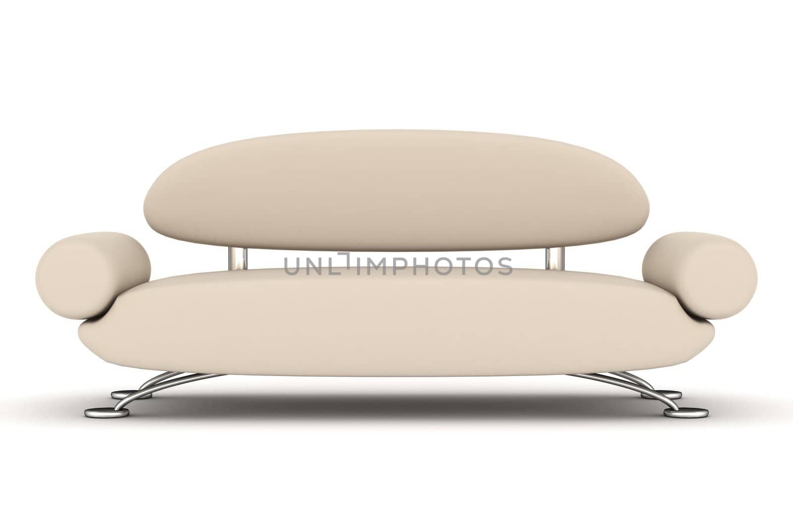Isolated leather sofa. An interior. 3D image.