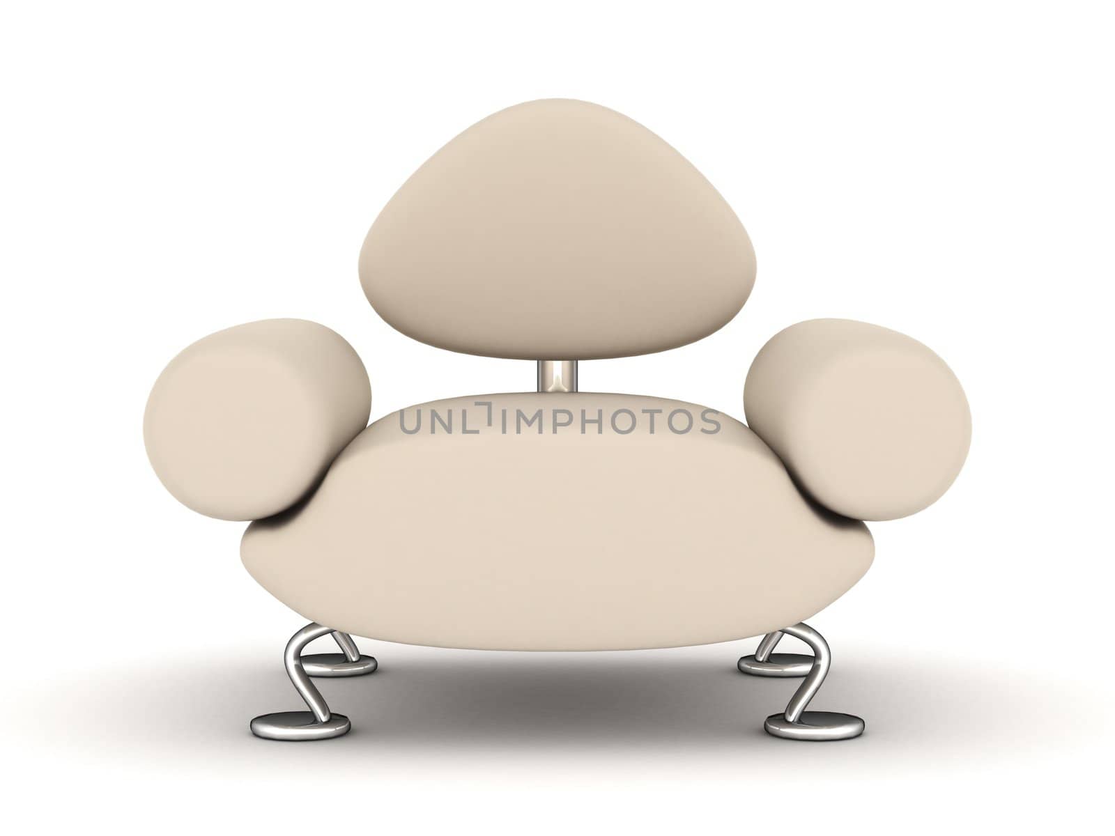 leather armchair on a white background. 3D image.