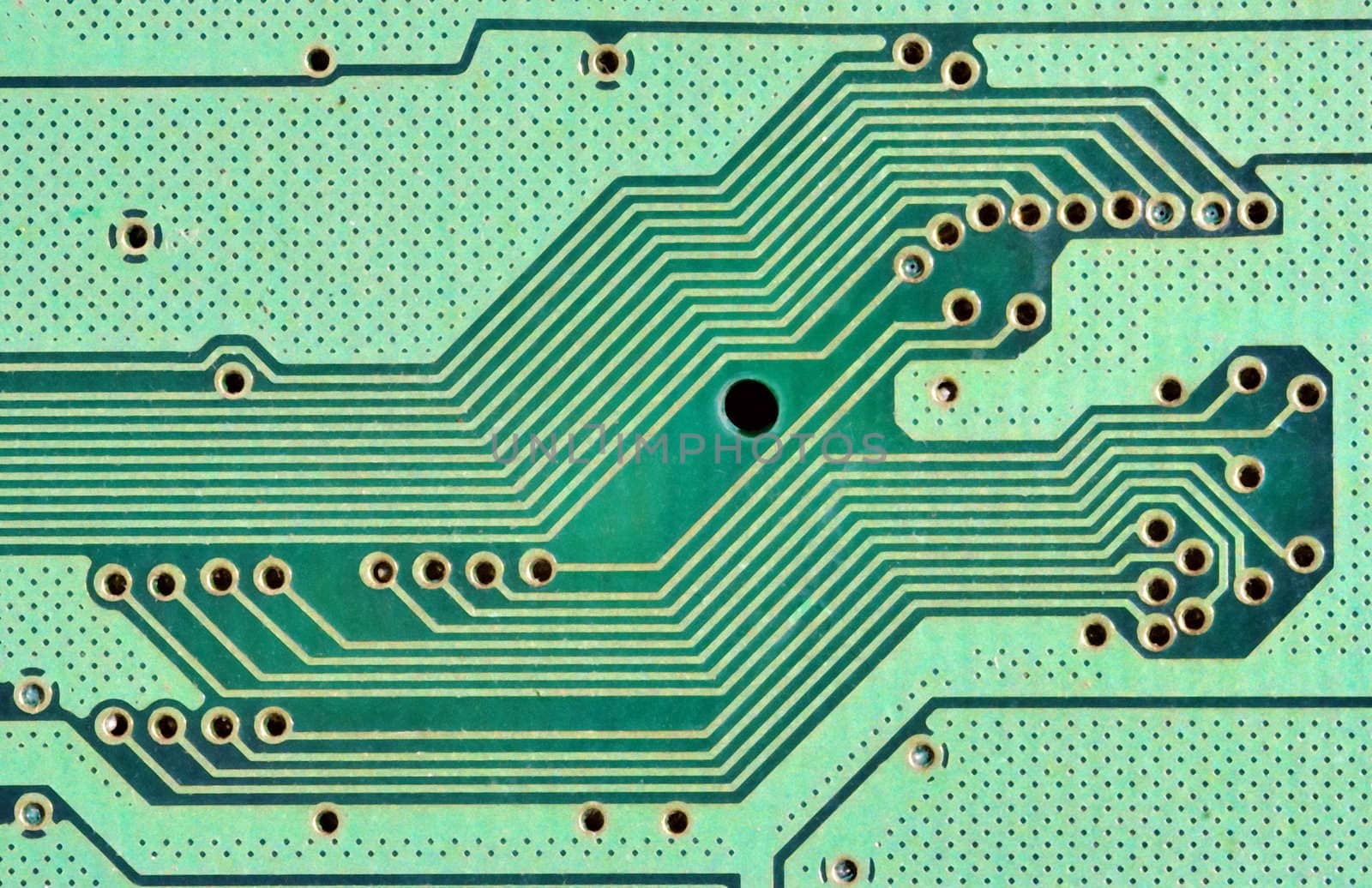 Close-up of the printed circuit - technology abstract