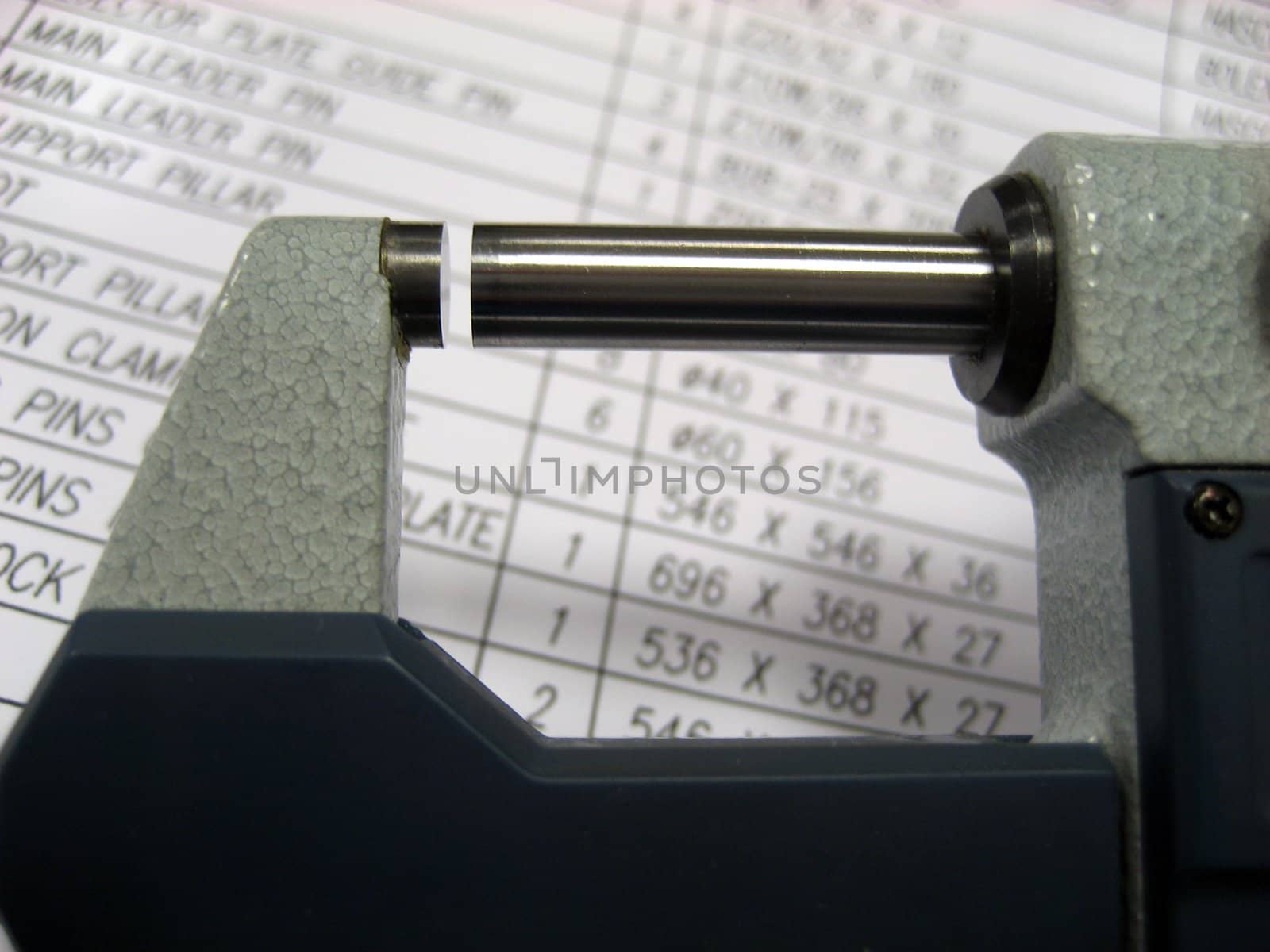 close-up micrometer and the draft at the background