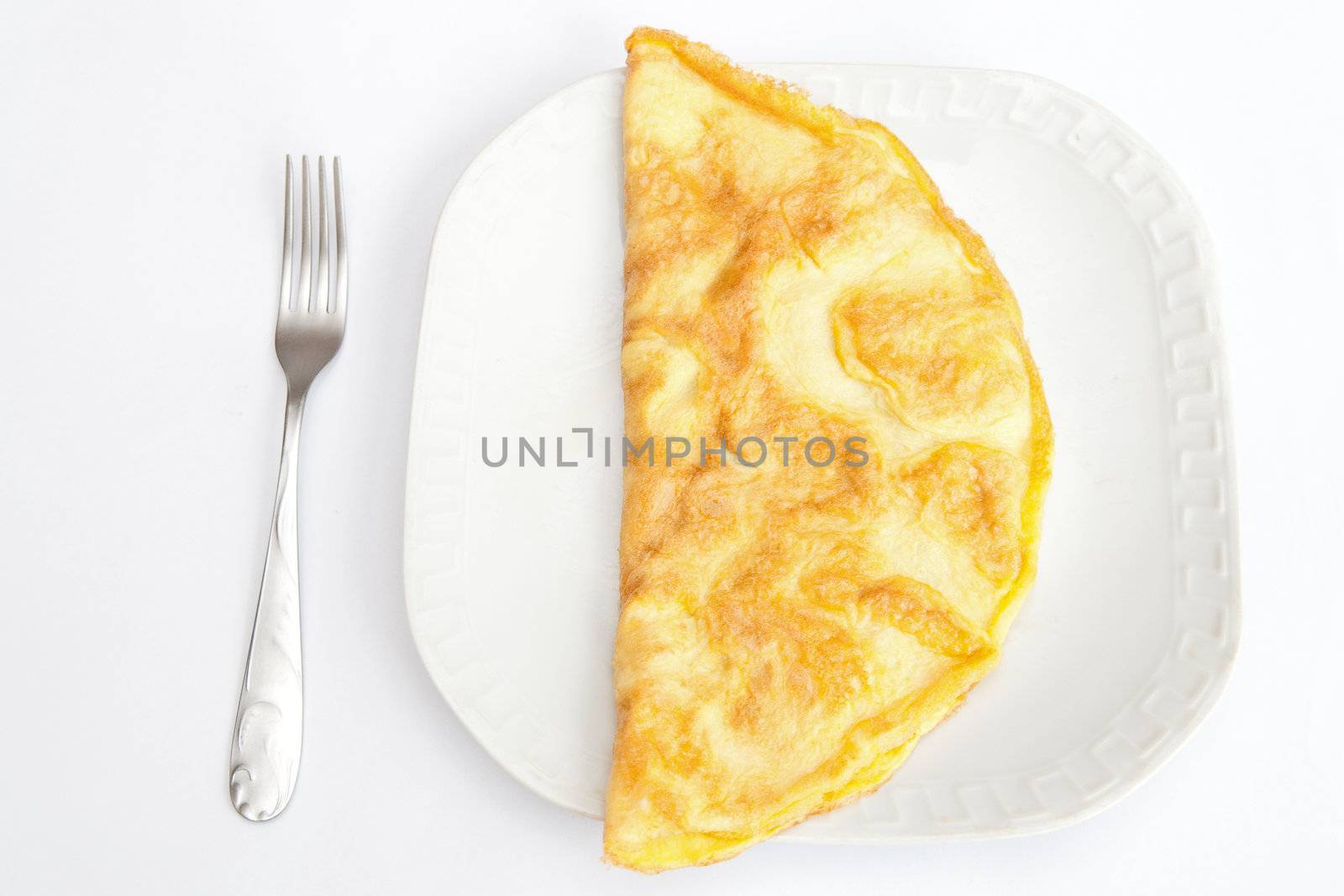 An omelet on the white background