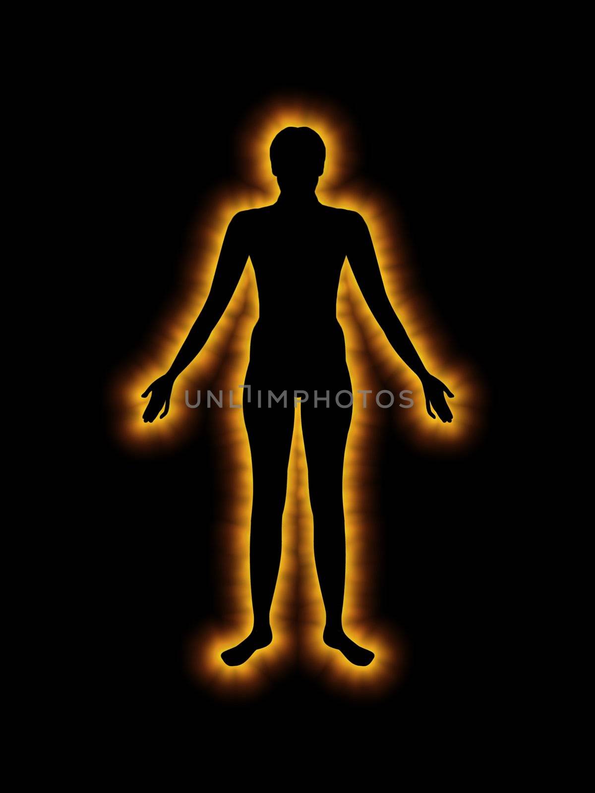 Illustration of a silhouette Glowing human