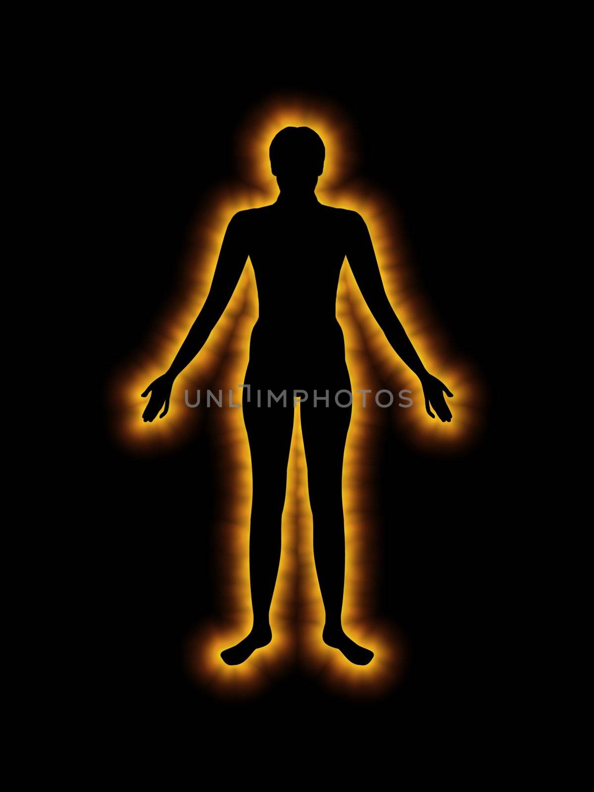Illustration of a silhouette Glowing human