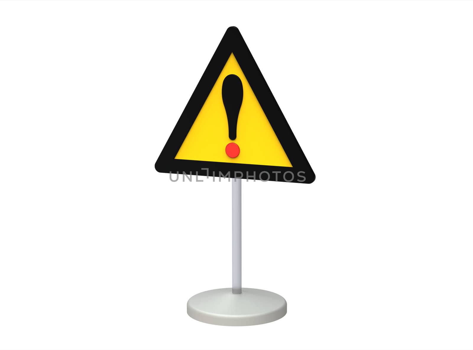 Traffic sign danger on the road isolated on white