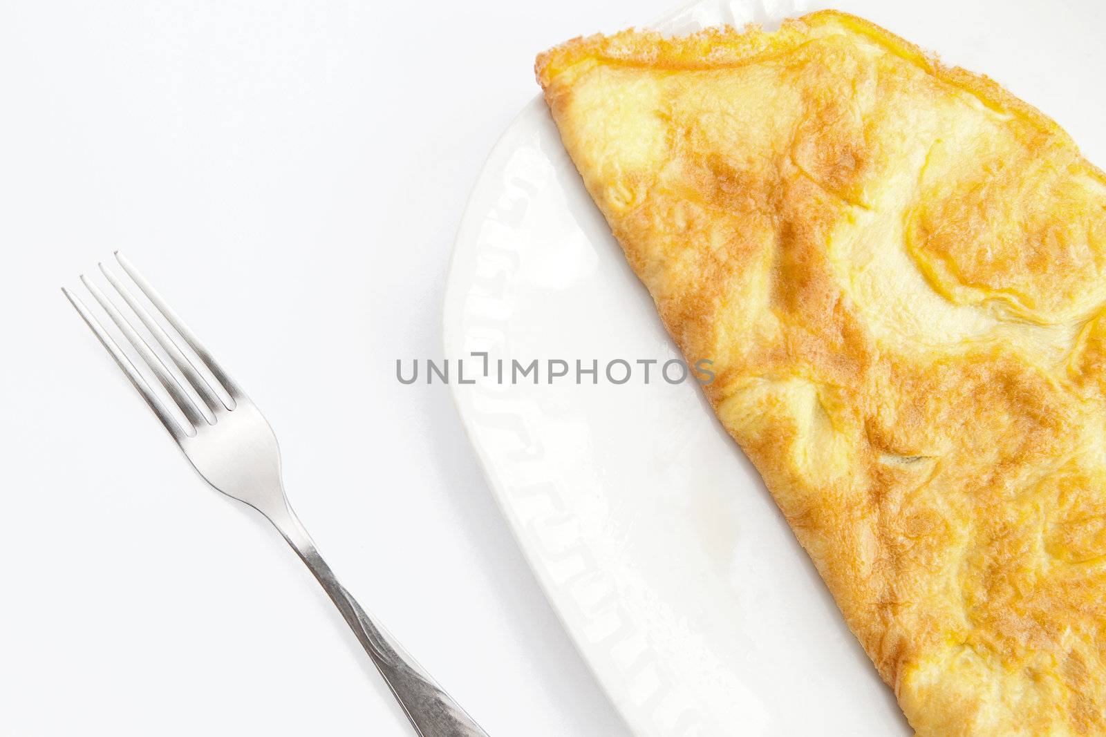 An omelet on the white background