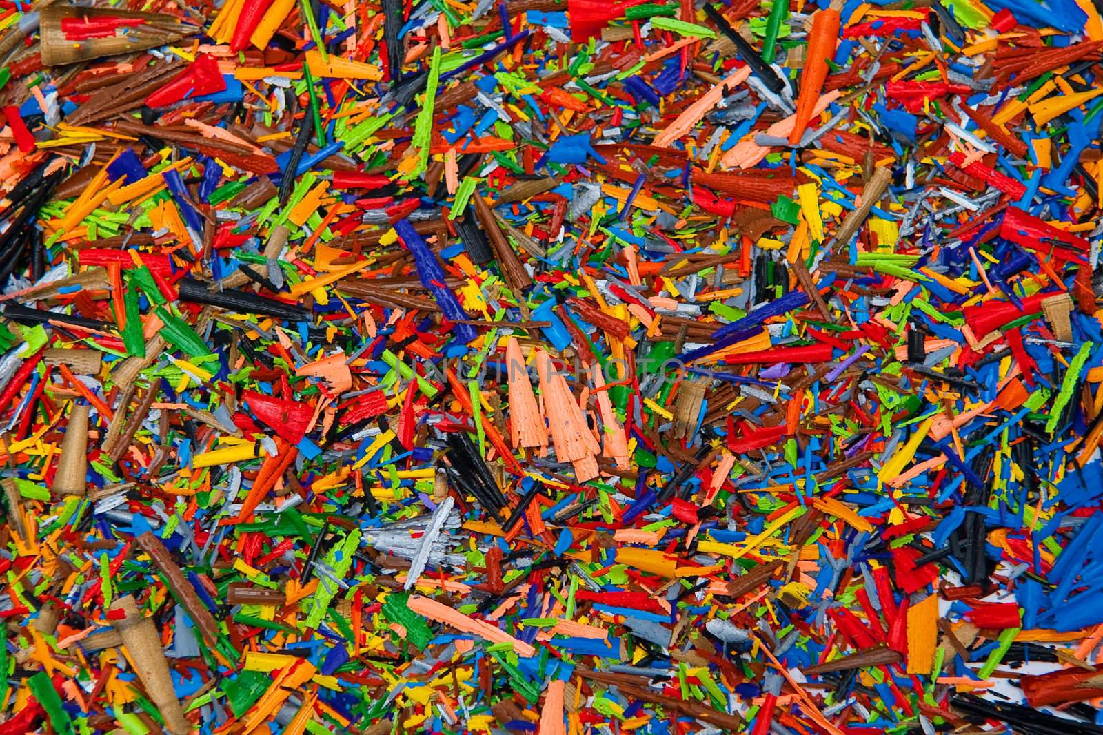 An abstract image of the colorful shavings