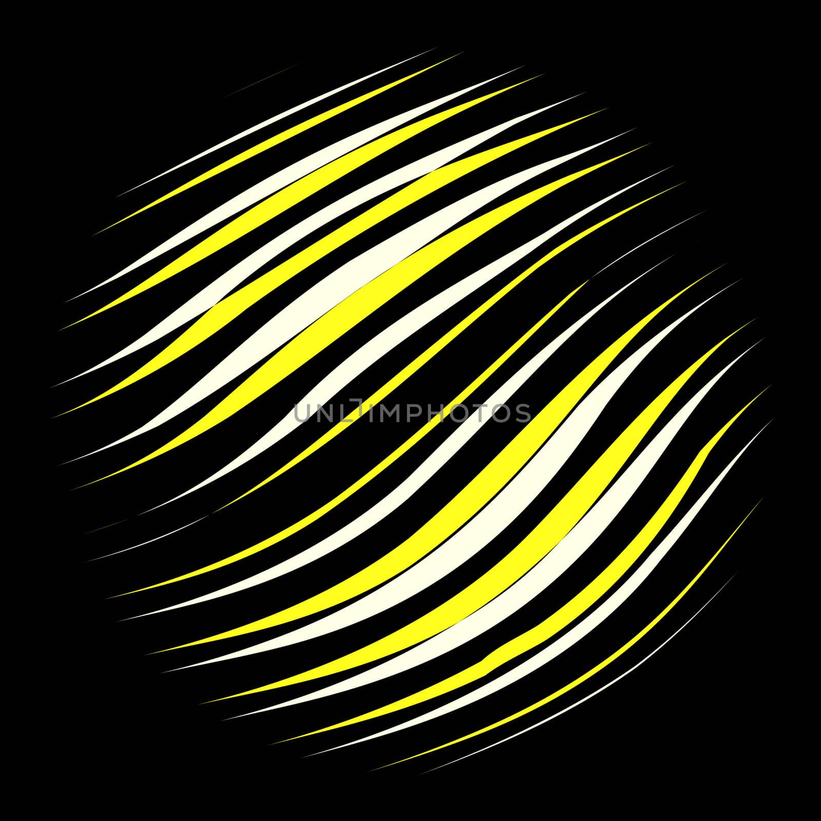 circle in yellow and white lines on black background