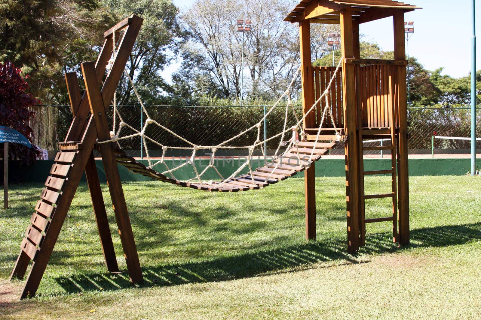 Wooden play groud on park