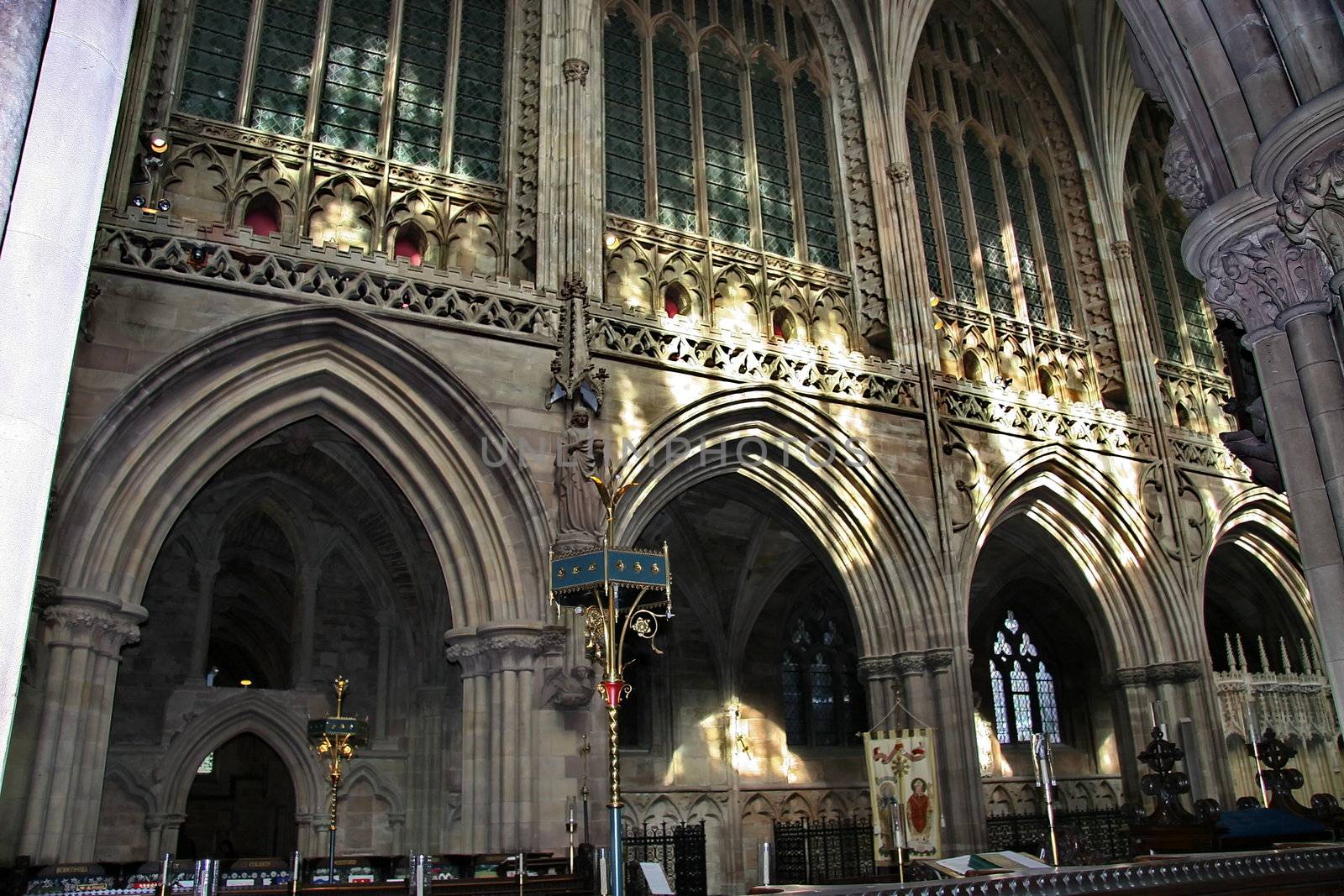 Arches on the interior of a Cathedral