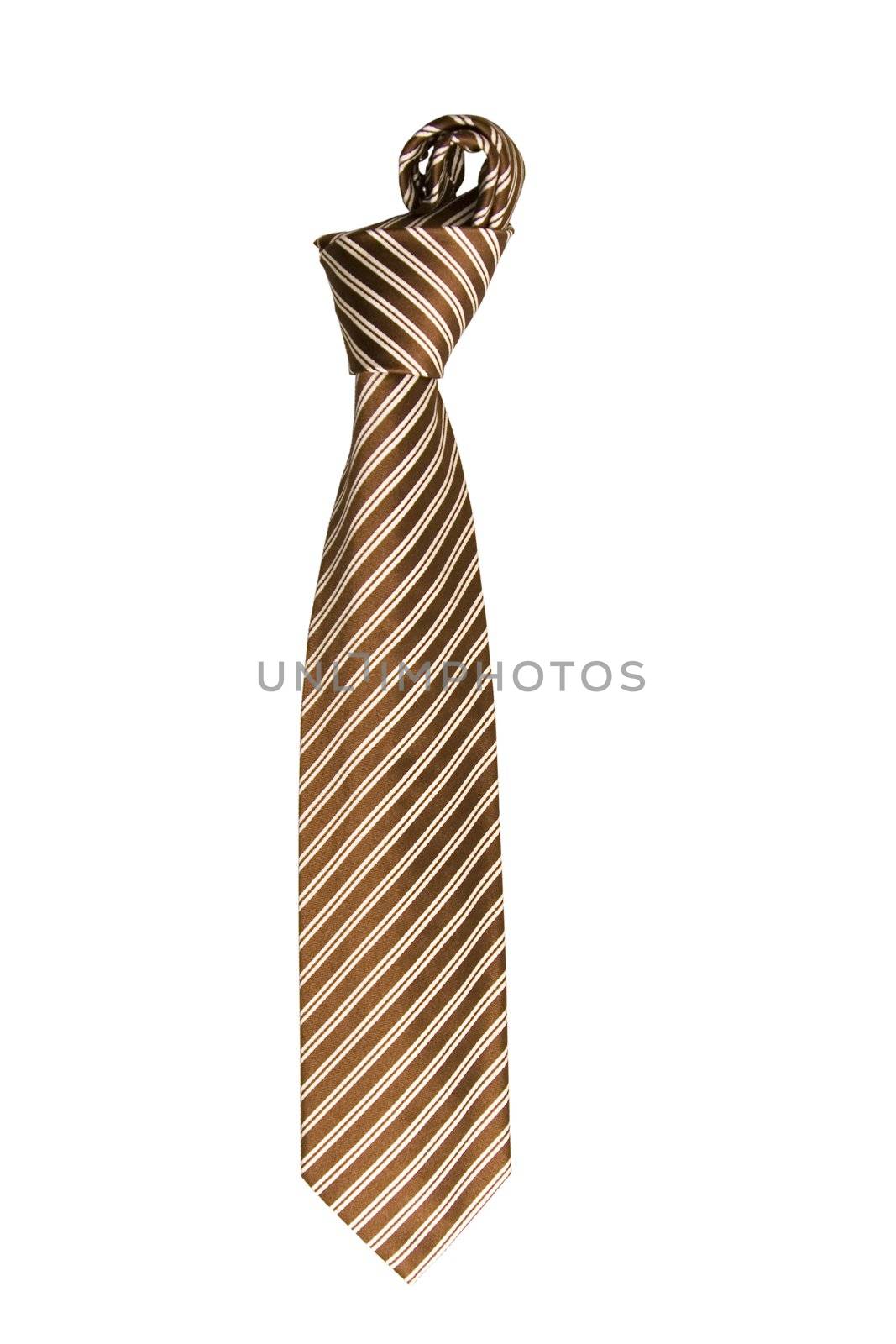 front view of stripes tie on white background