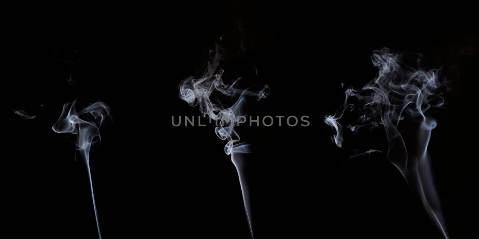 front view of three shapes of smoke