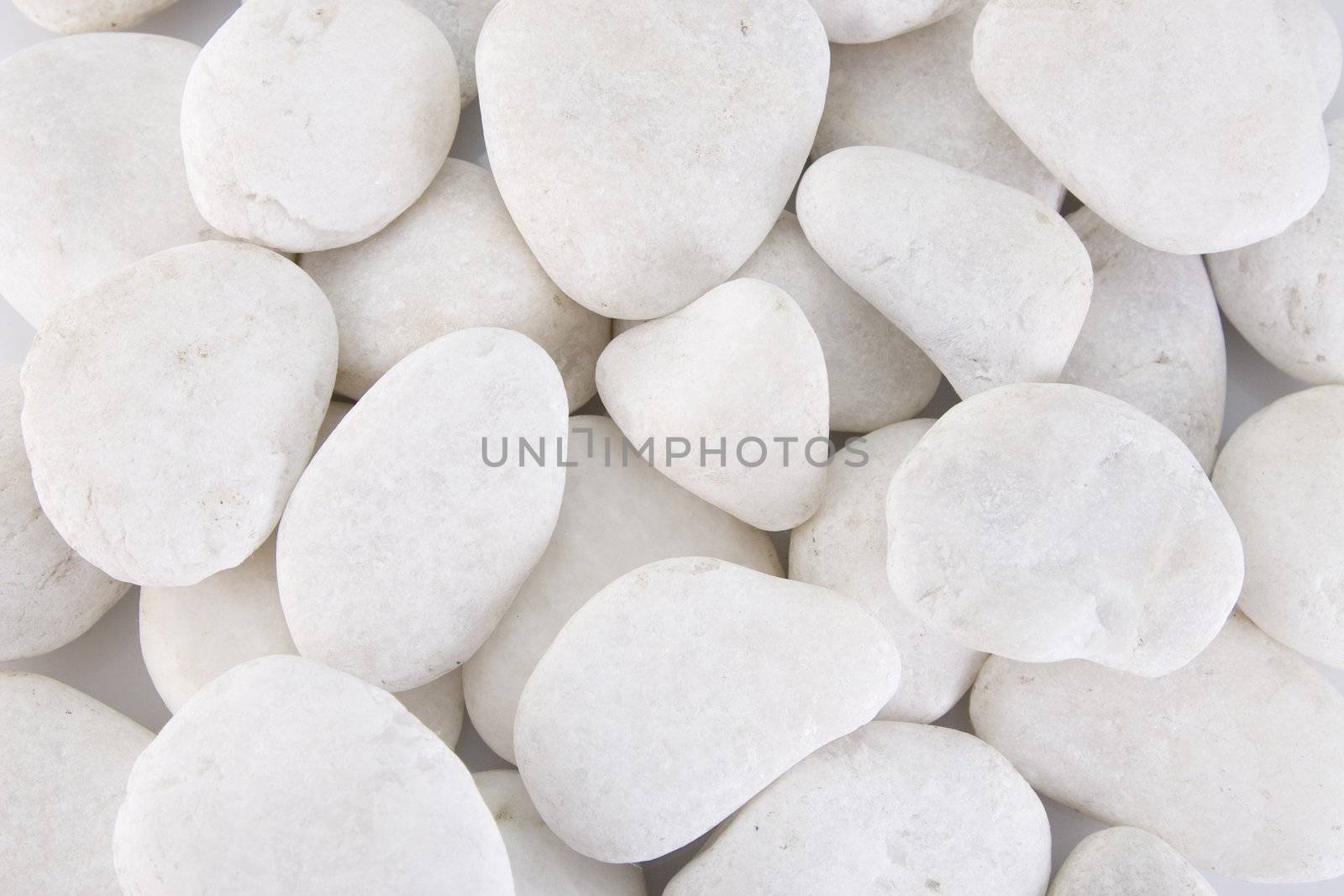 close-up of few white stones, front view