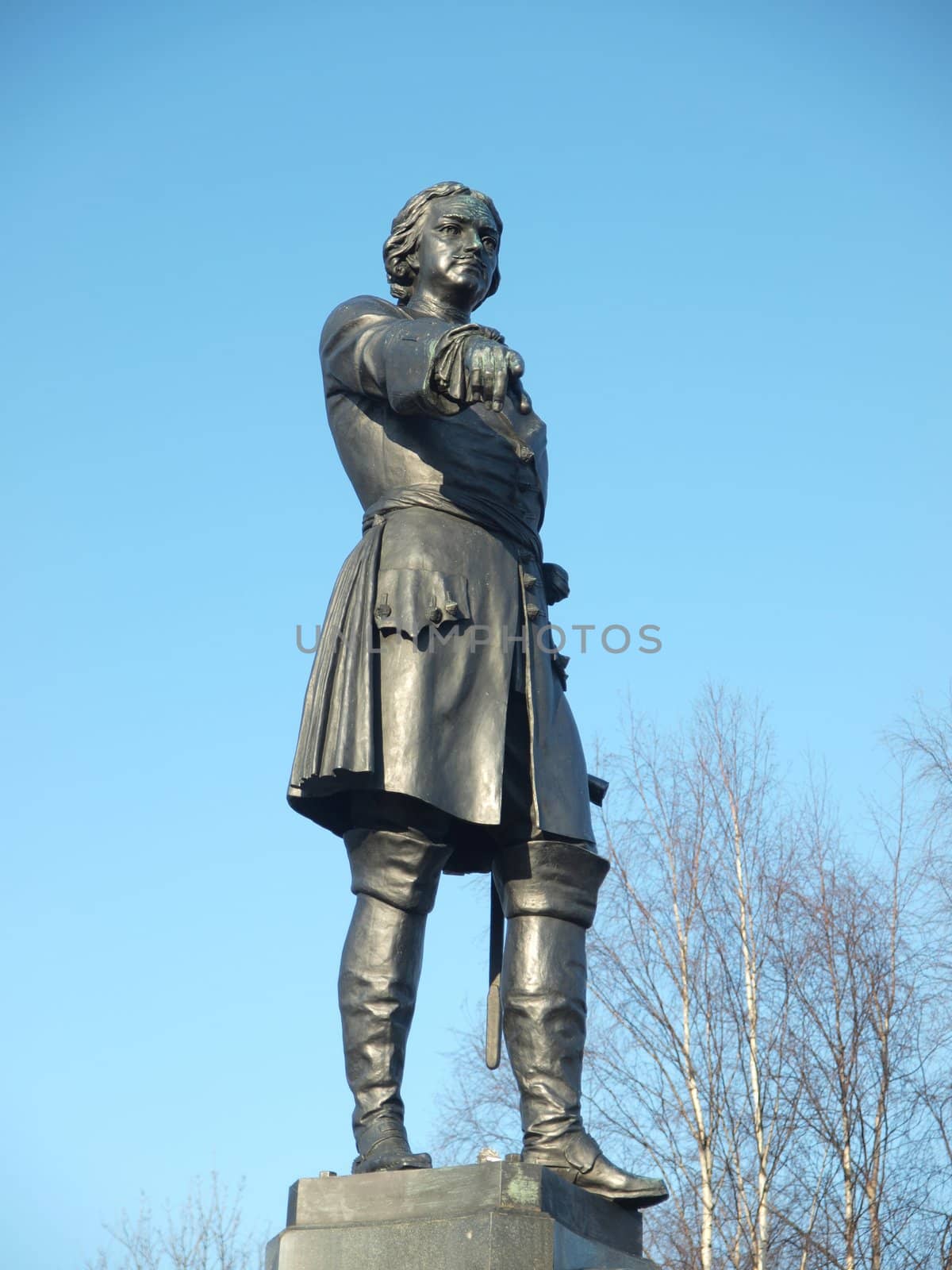 Historical monument to Tsar Peter the Great in Petrozavodsk   