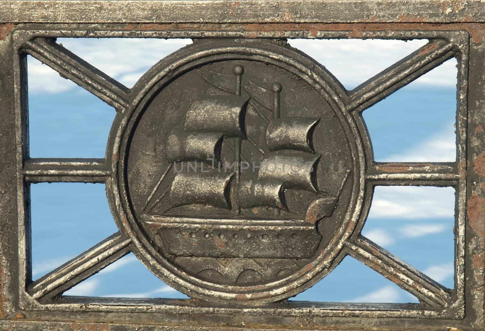 A fragment of a fence on quay of Petrozavodsk, Russia      