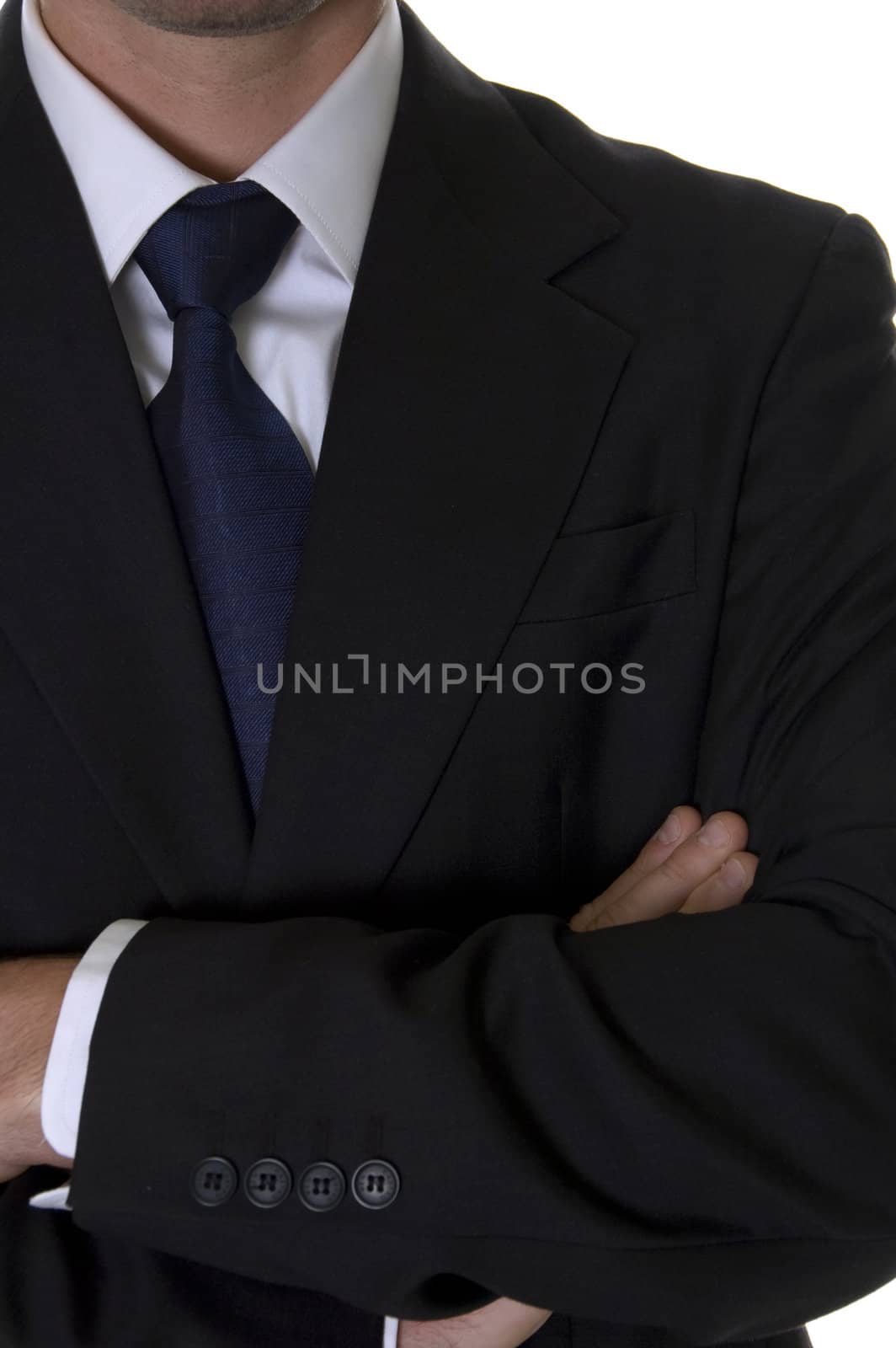 businessman with folded hands with white background
