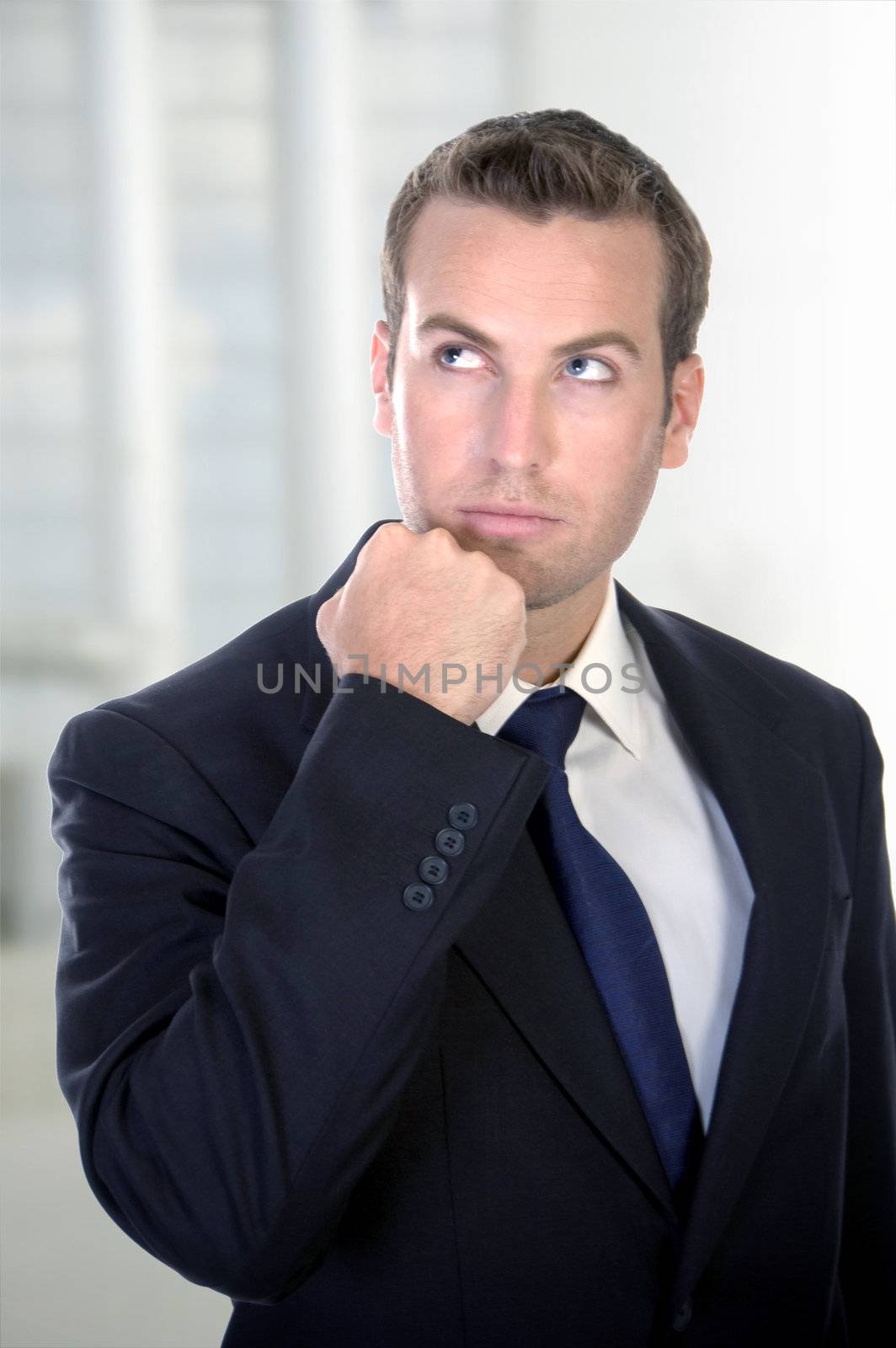 businessman thinking on abstract background