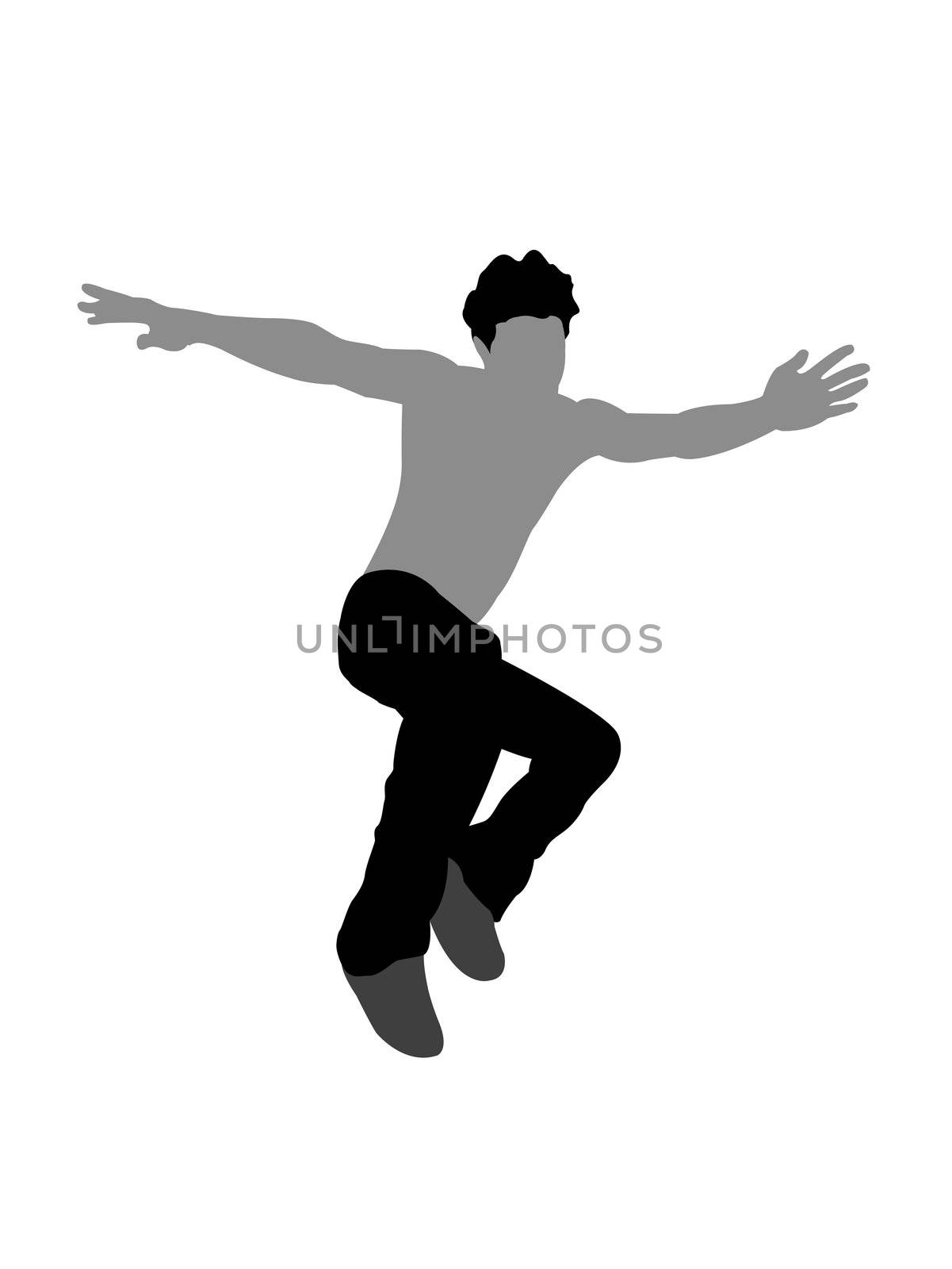 man in air on isolated background
