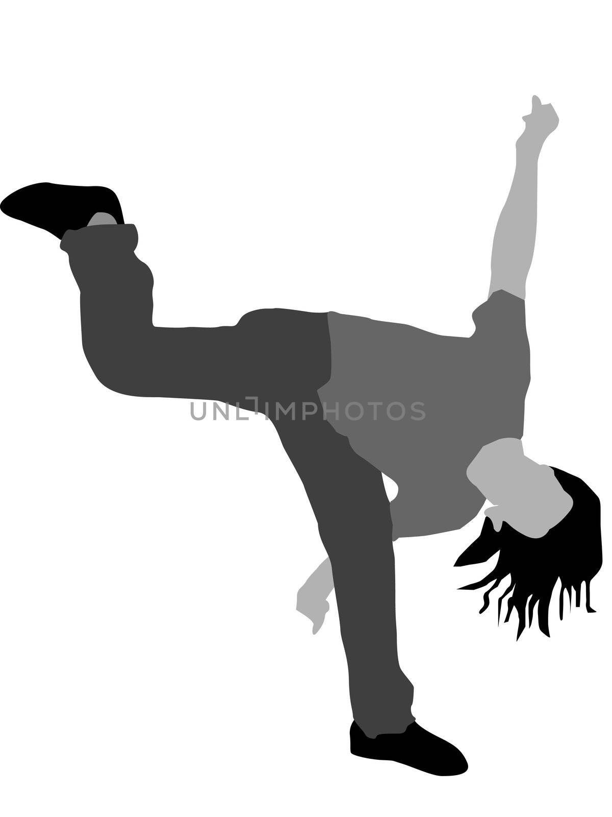 crazy dancer on isolated background