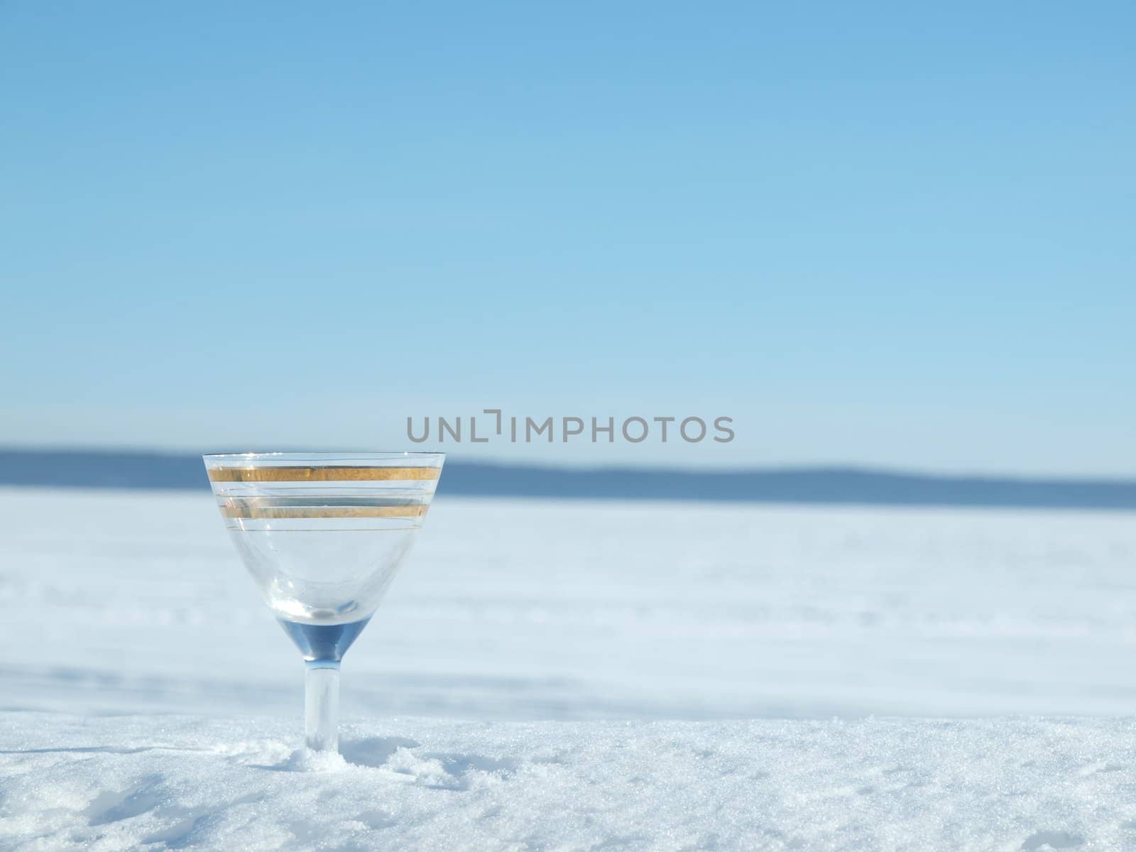 Glass on a snow      