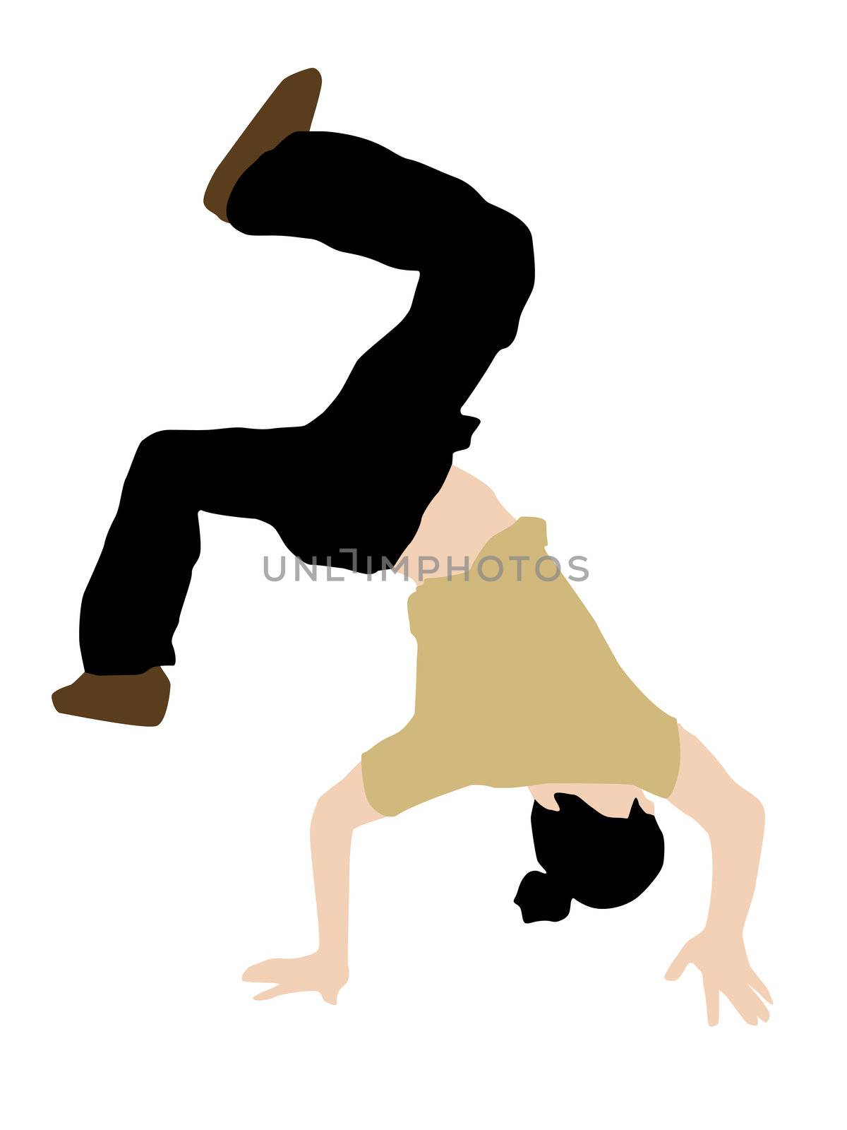 stylish dancer on isolated background