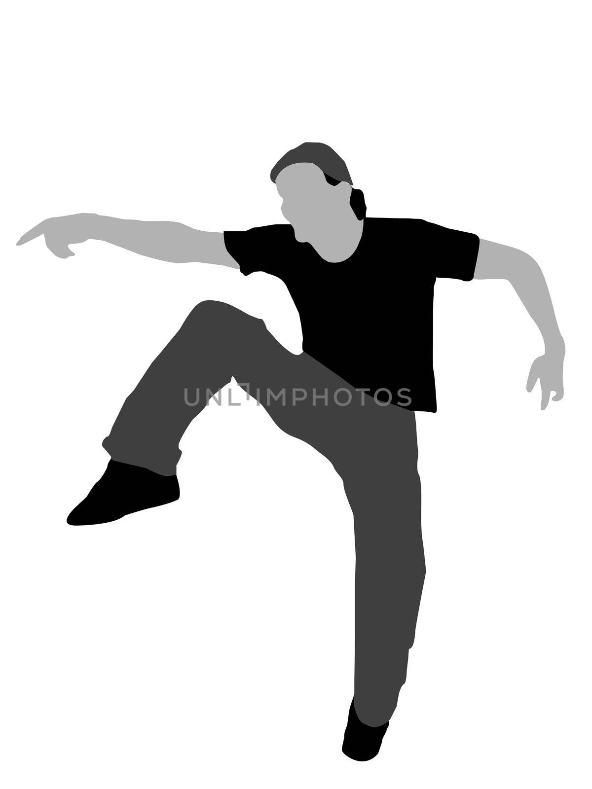 dancer with cap on isolated background