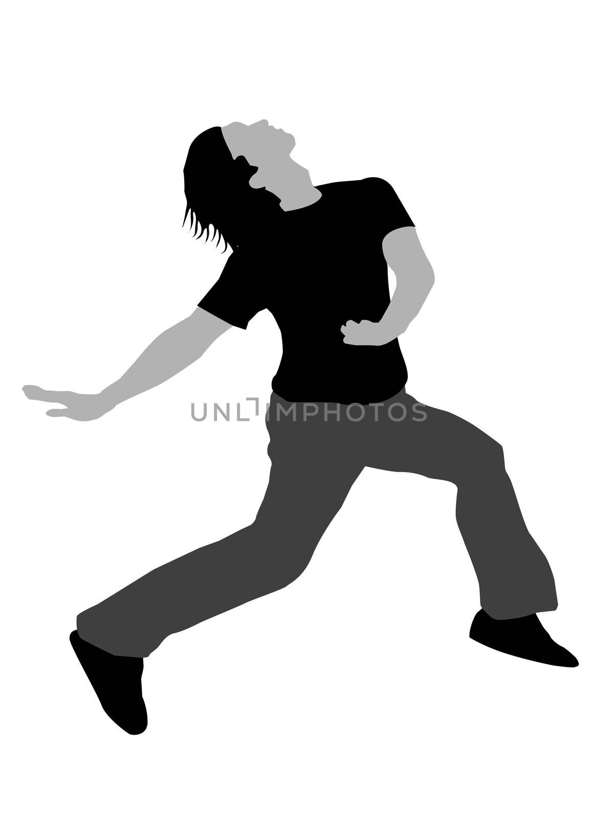 leaping over obstacles on white background