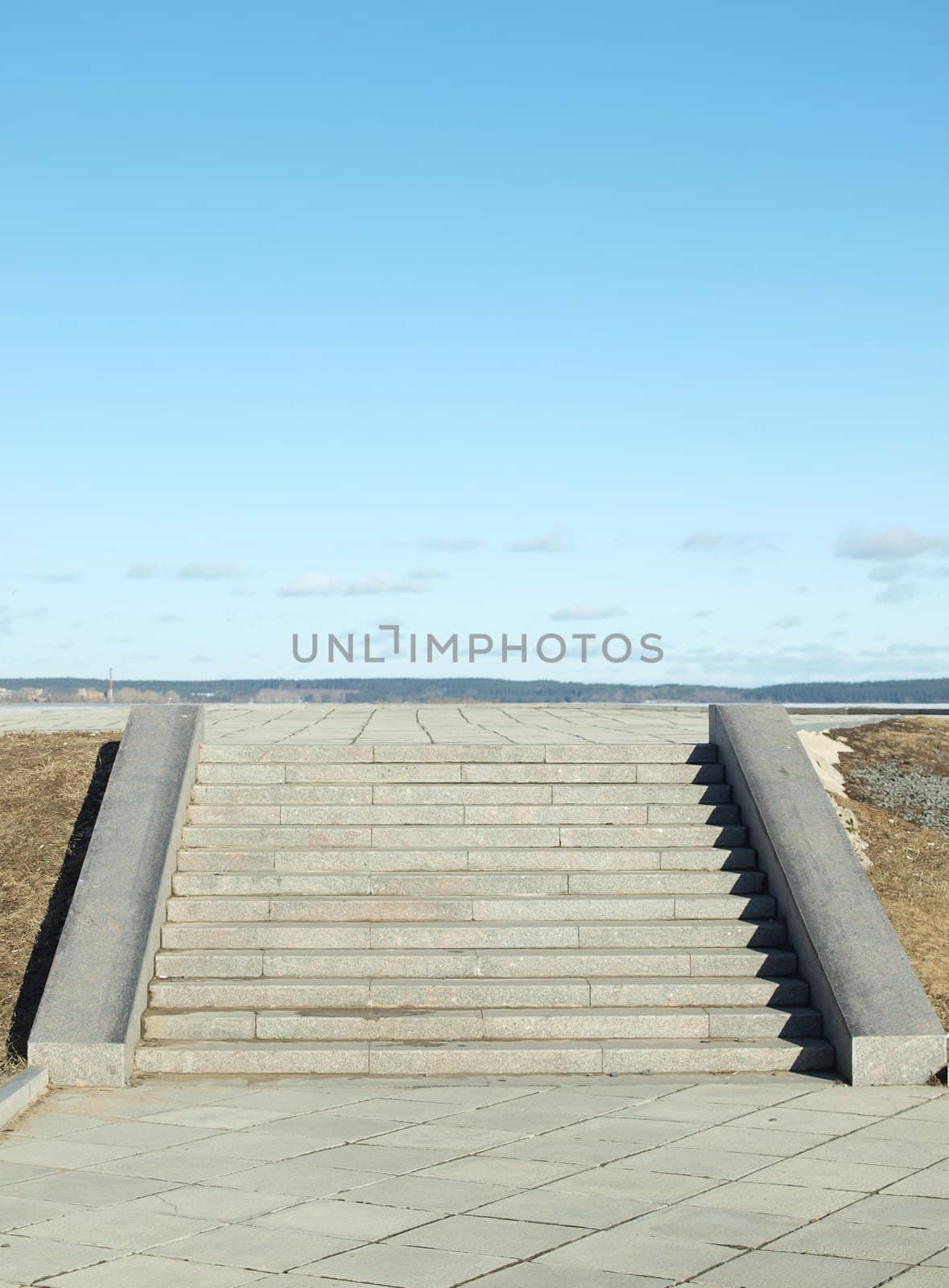 Ladder on quay of Petrozavodsk in the spring, Russia      