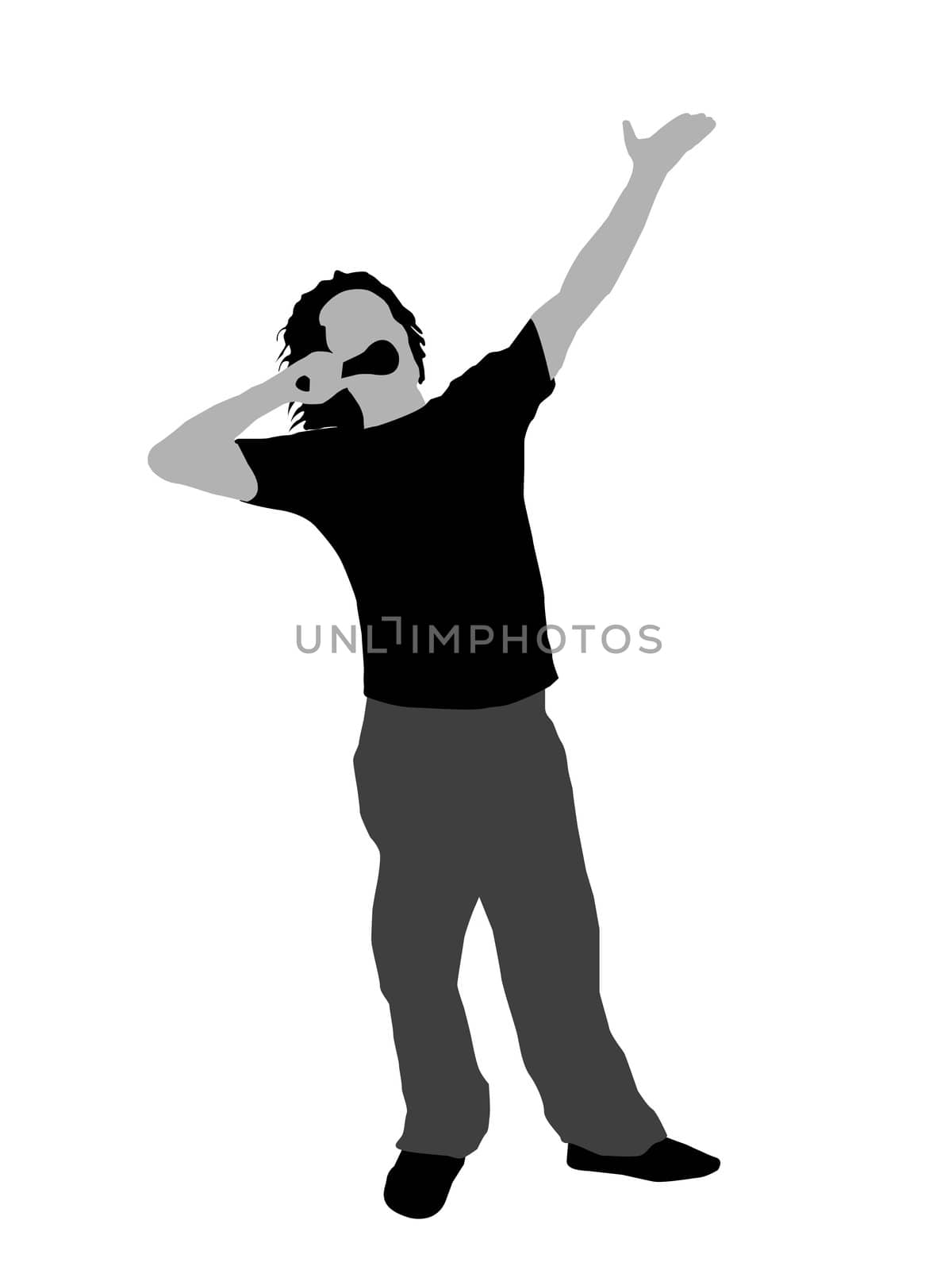 male in singing pose on isolated background