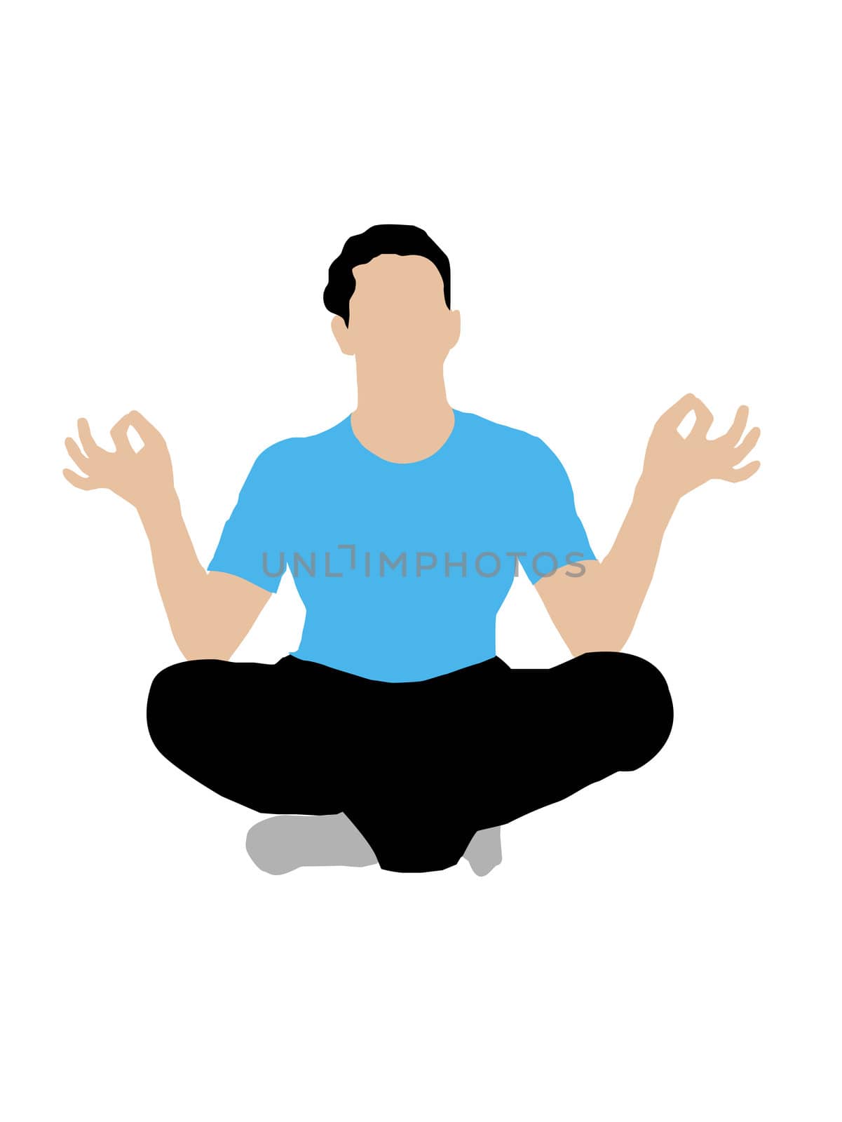 meditating man on white background