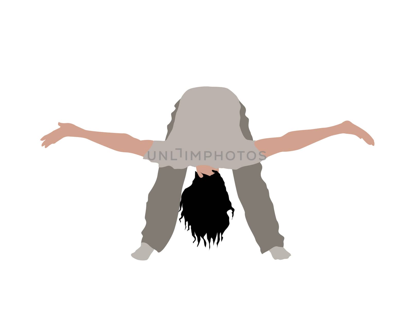 male bending down with palms up on isolated background